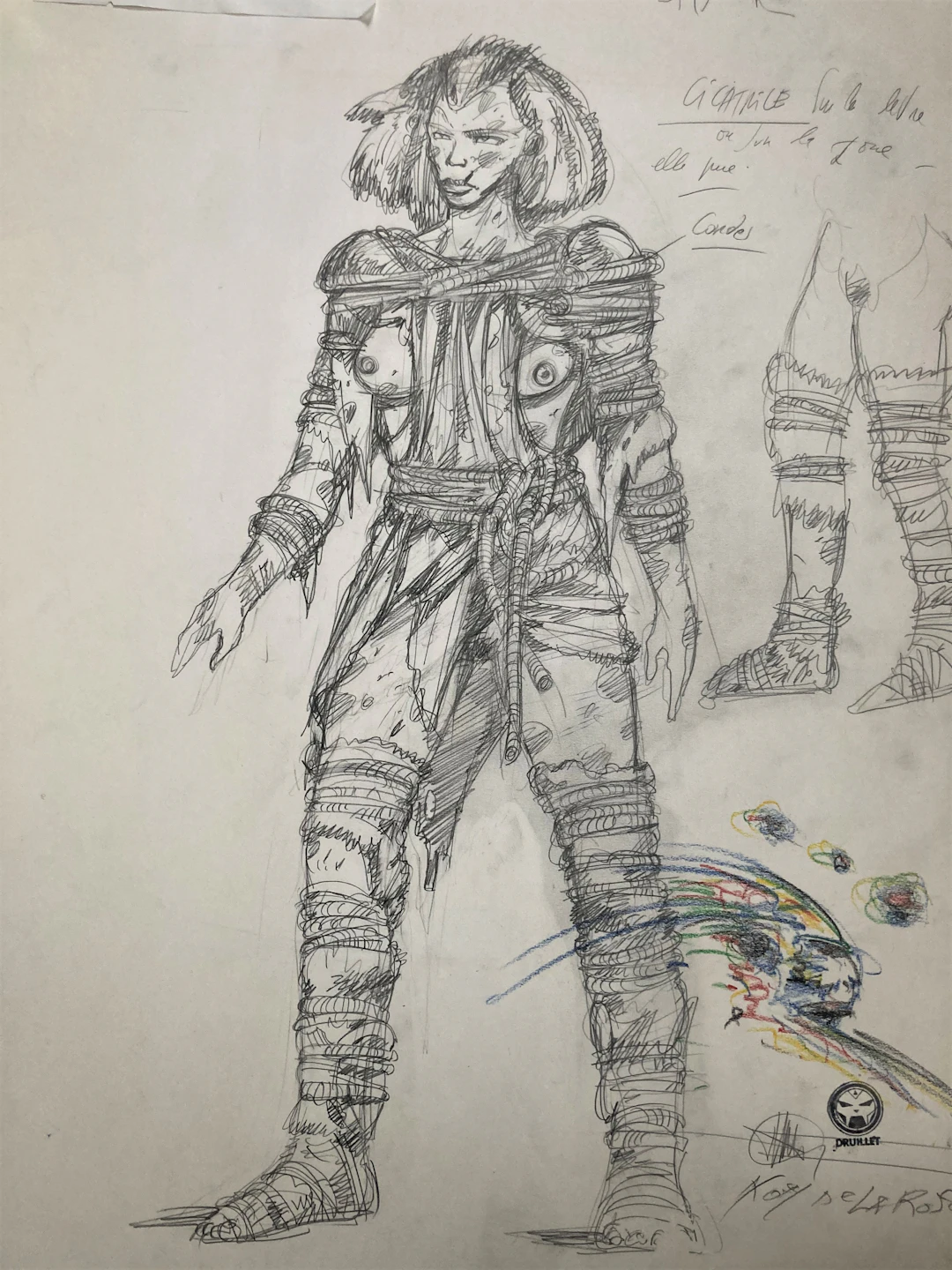Philippe DRUILLET - Le Nom de la Rose - dessin original, mine de plomb