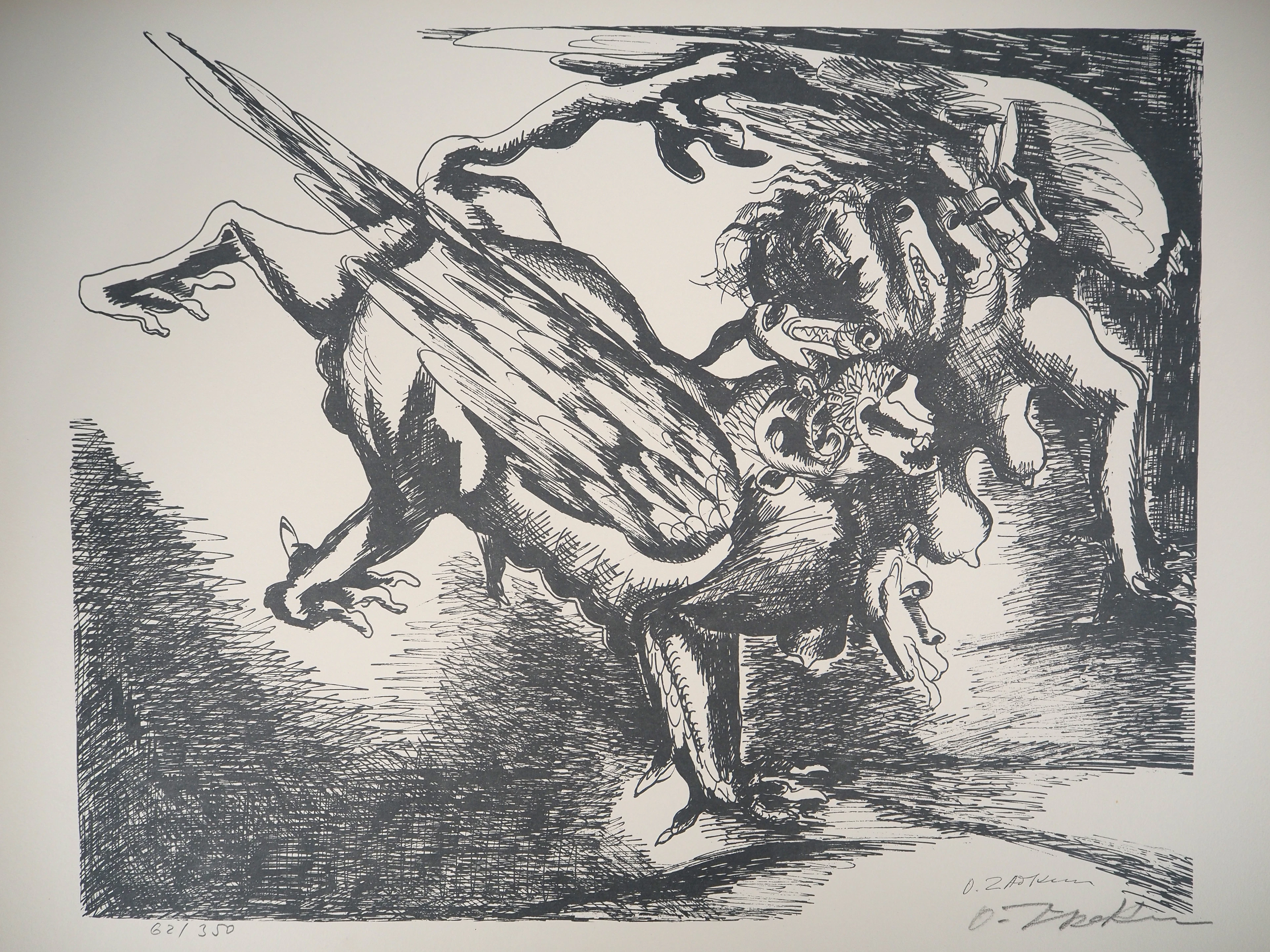 Ossip ZADKINE : Hercule luttant contre l’hydre de Lerne - Lithographie