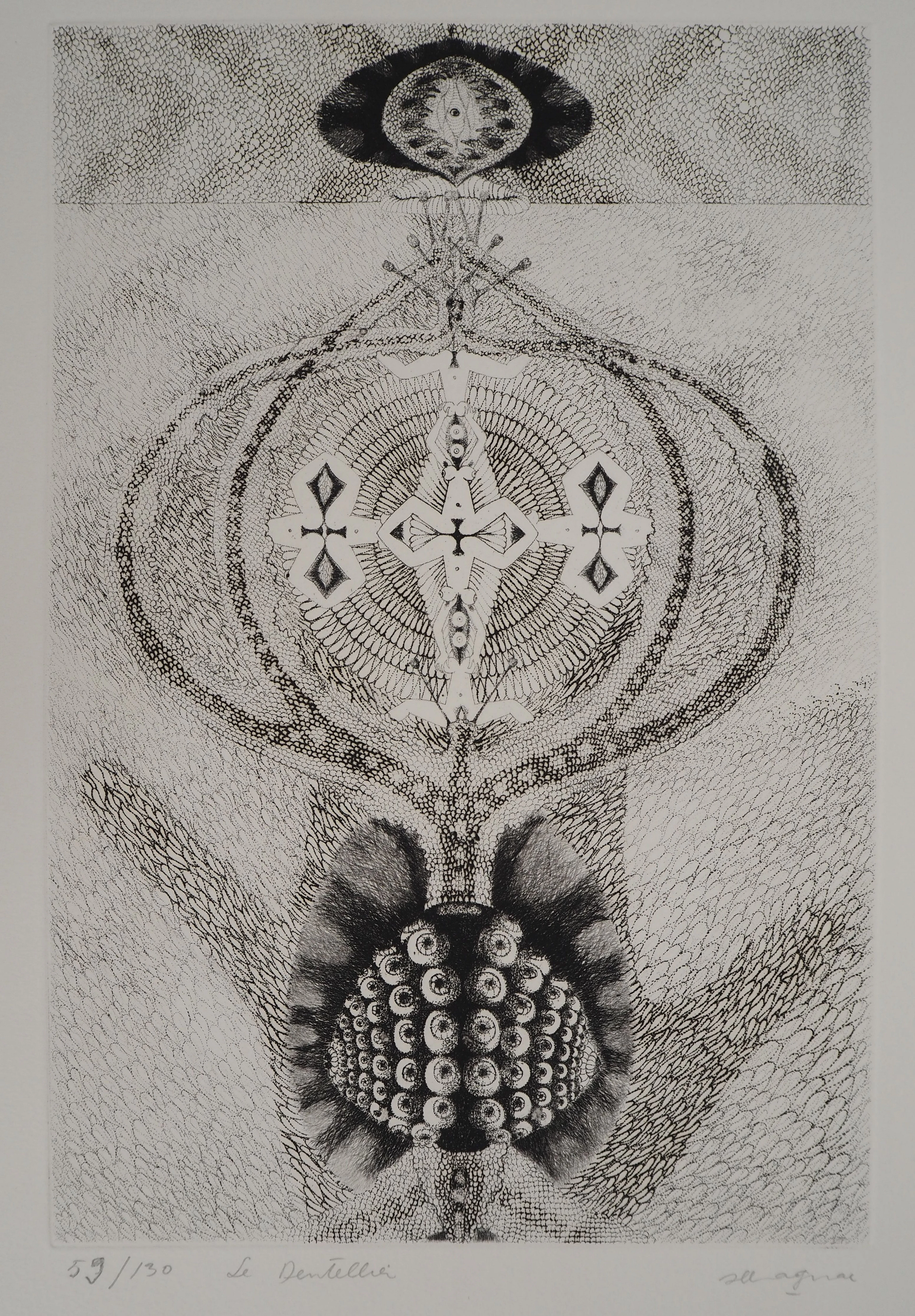 Jean-Marie ALBAGNAC, Le Dentellier, 1975 - Gravure sur cuivre originale signée