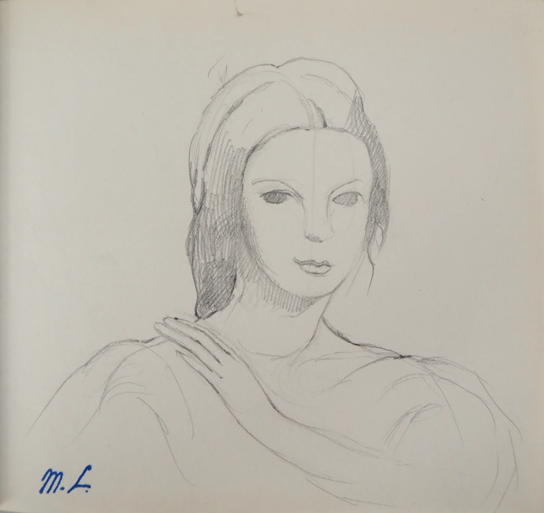Marie LAURENCIN : Jeune modèle, Dessin original signé