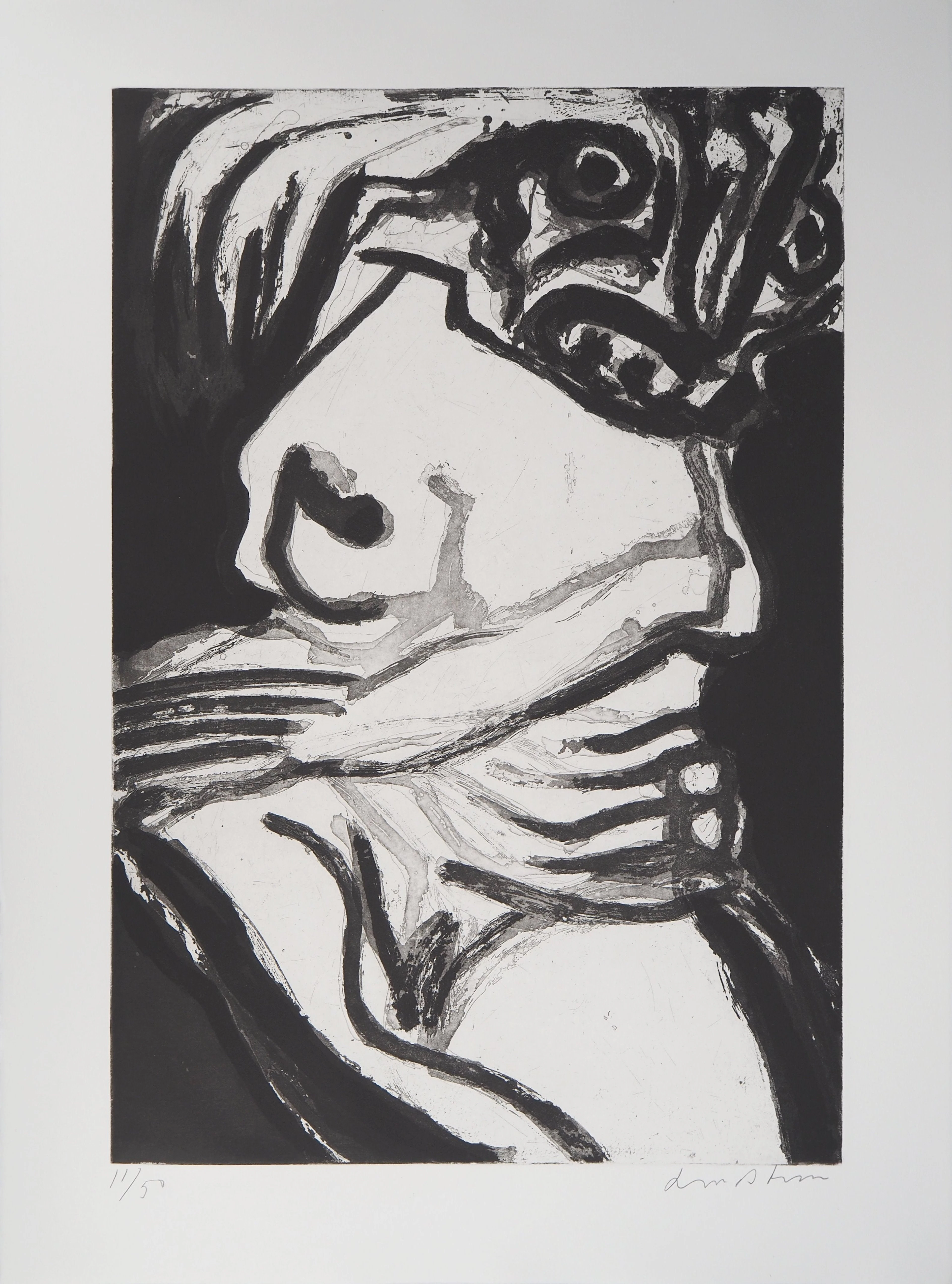 Bengt LINDSTROM : Le chaman, Gravure originale signée