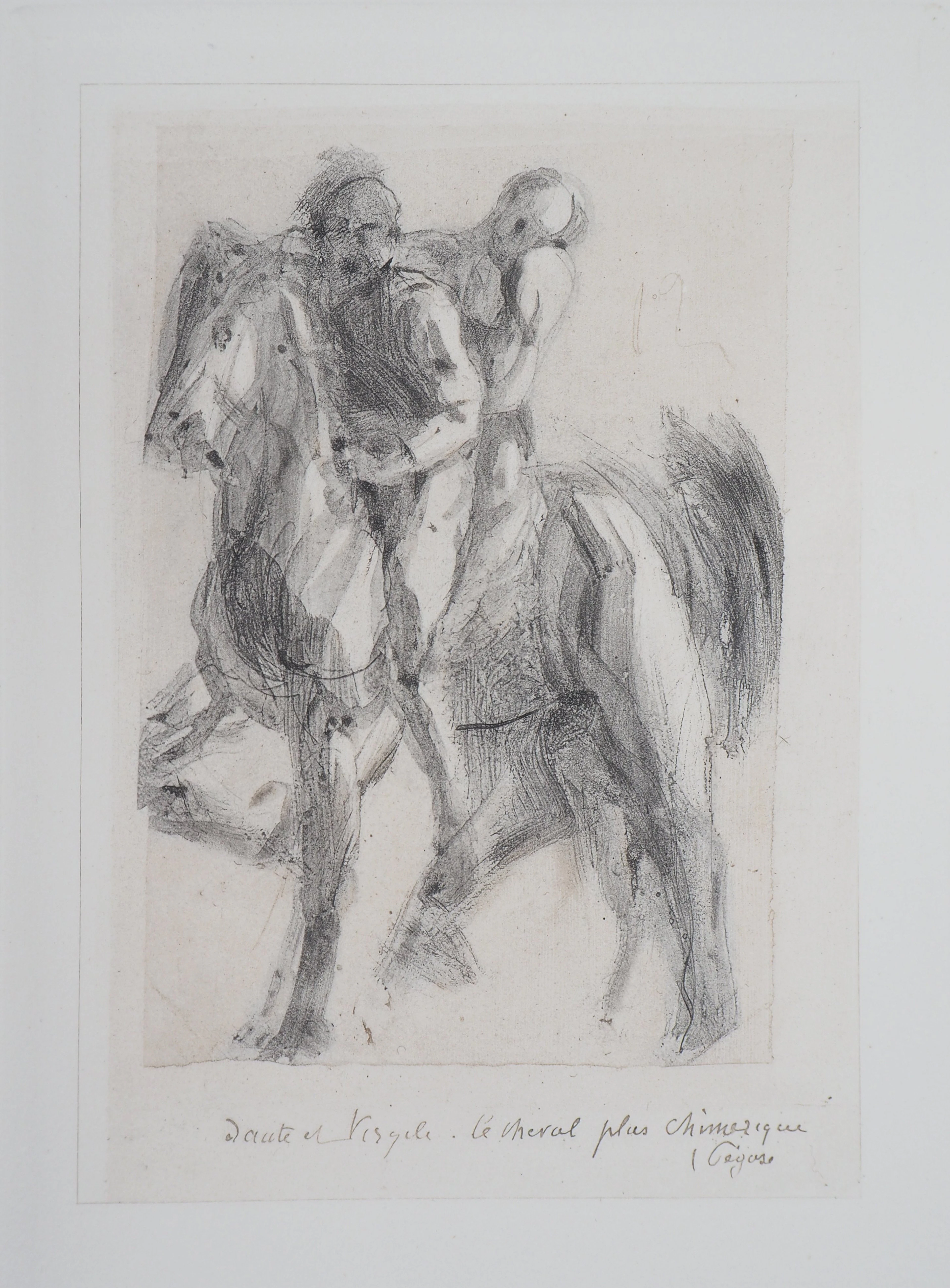 Auguste RODIN : Dante et Virgile sur un cheval chimérique, Gravure