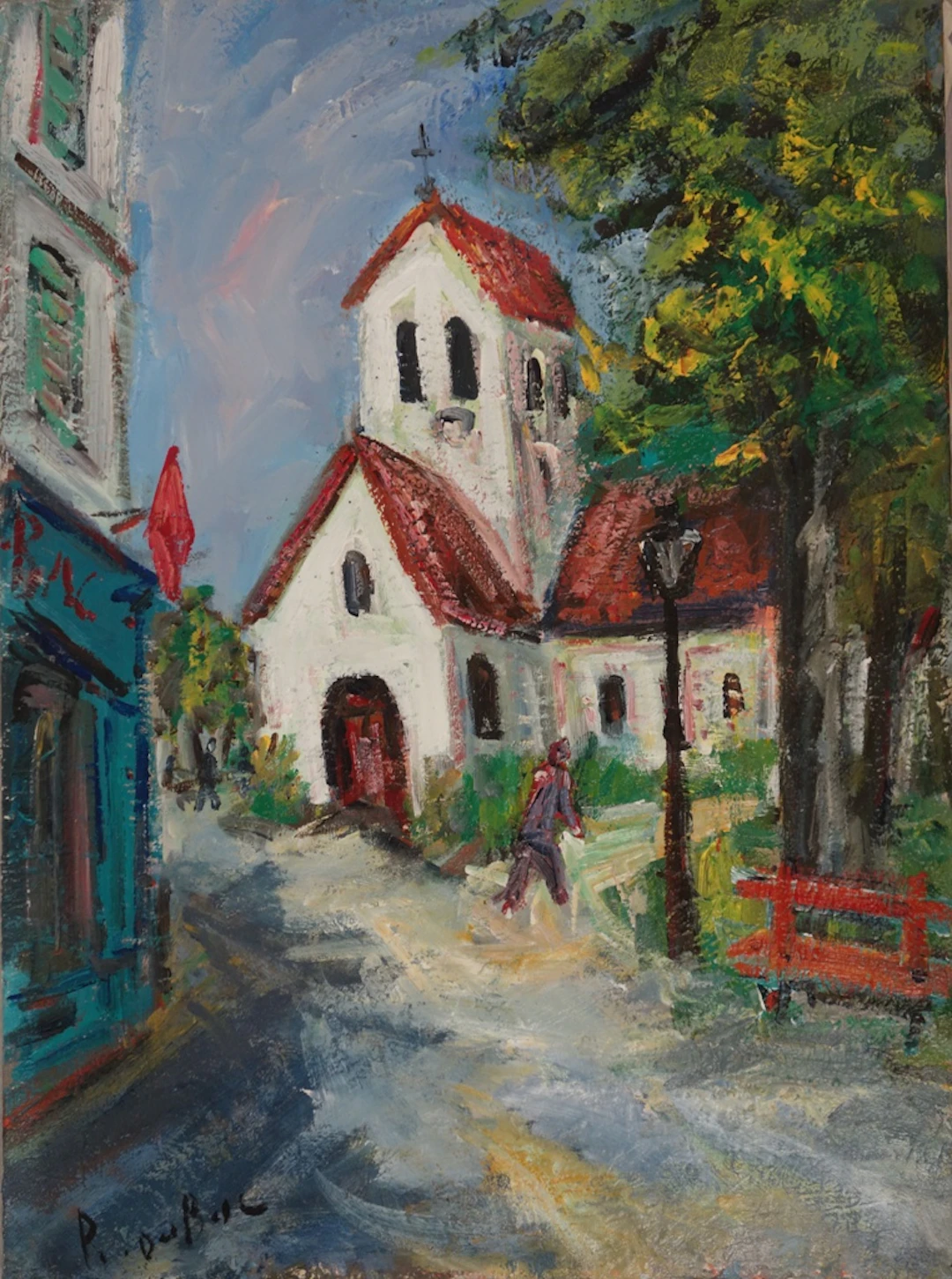 Roland DUBUC : Place du Voeu à Cherbourg - Huile sur toile Signée