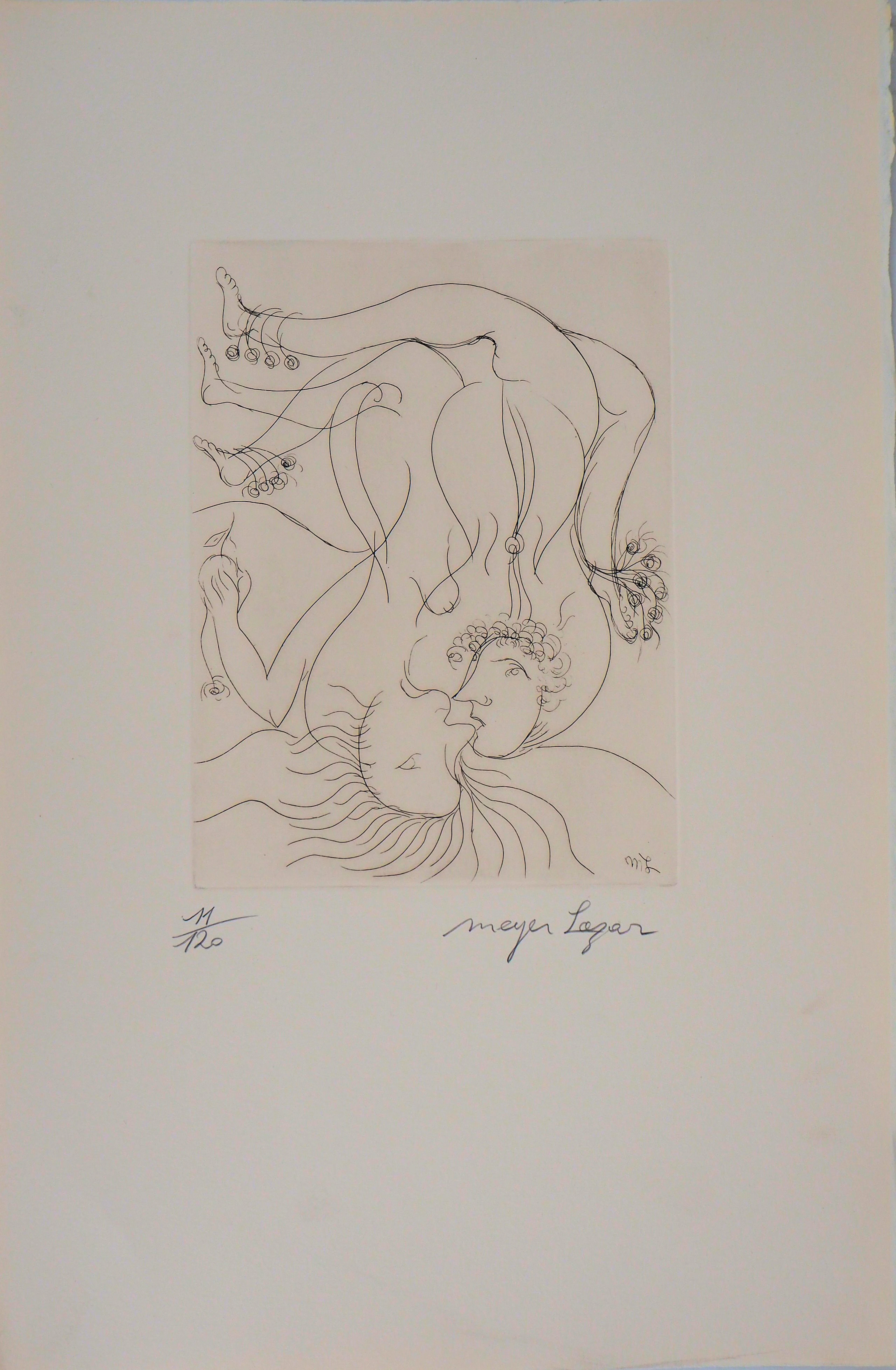 Meyer LAZAR - Amour renversant, 1974 - Gravure originale signée