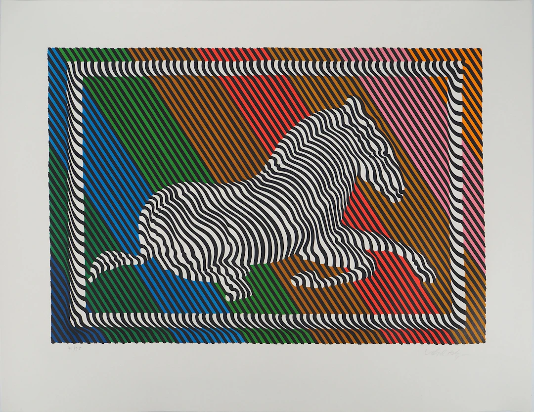 Victor VASARELY : Composition cinétique : Zèbre, Sérigraphie originale signée