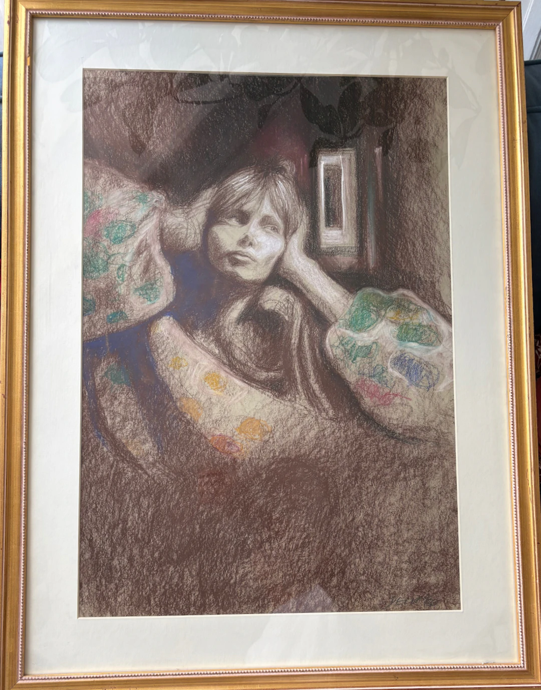 Jacques Pecnard -Madame Rêve- Technique mixte Pastel Crayon et Aquarelle