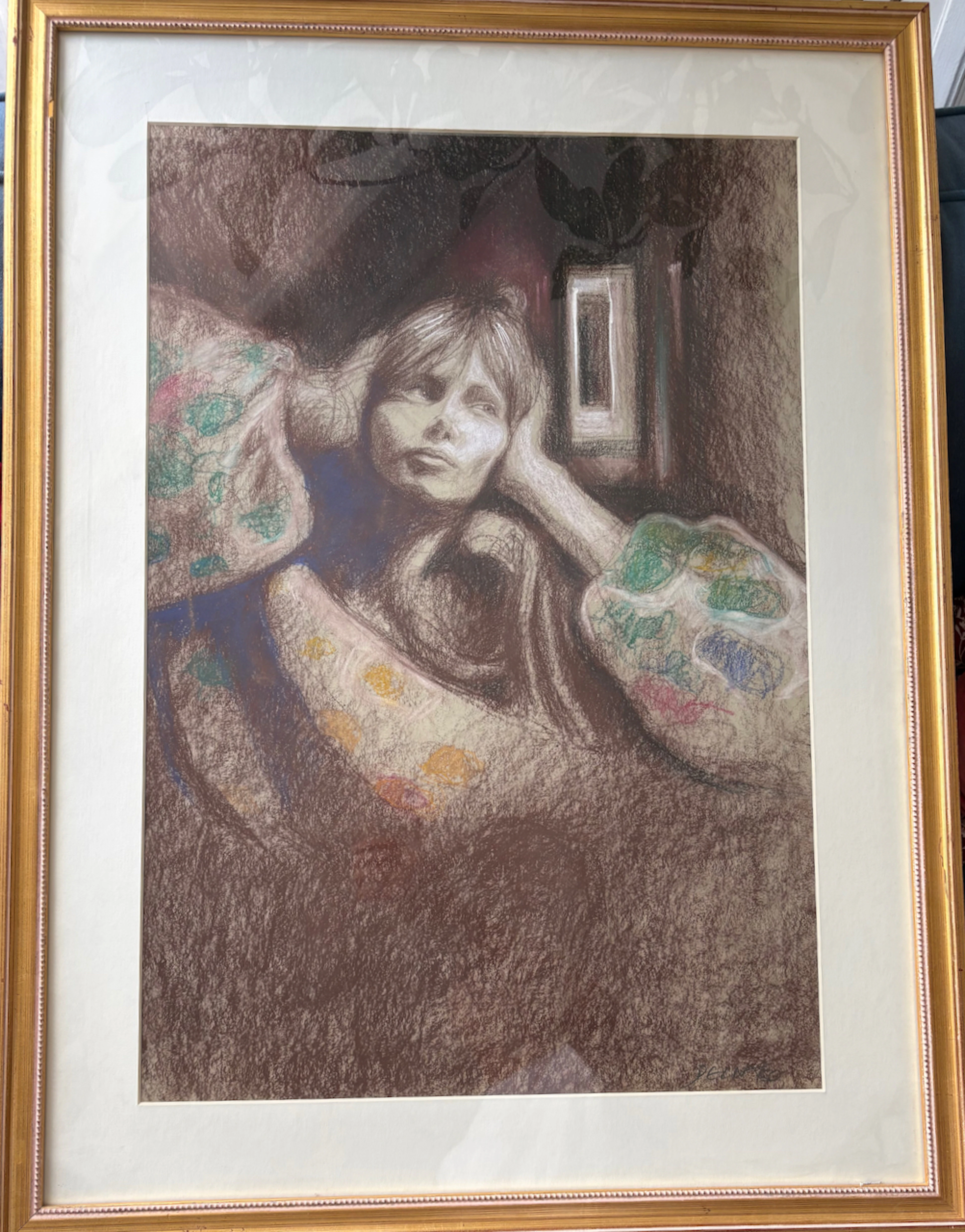 Jacques Pecnard -Madame Rêve- Technique mixte Pastel Crayon et Aquarelle