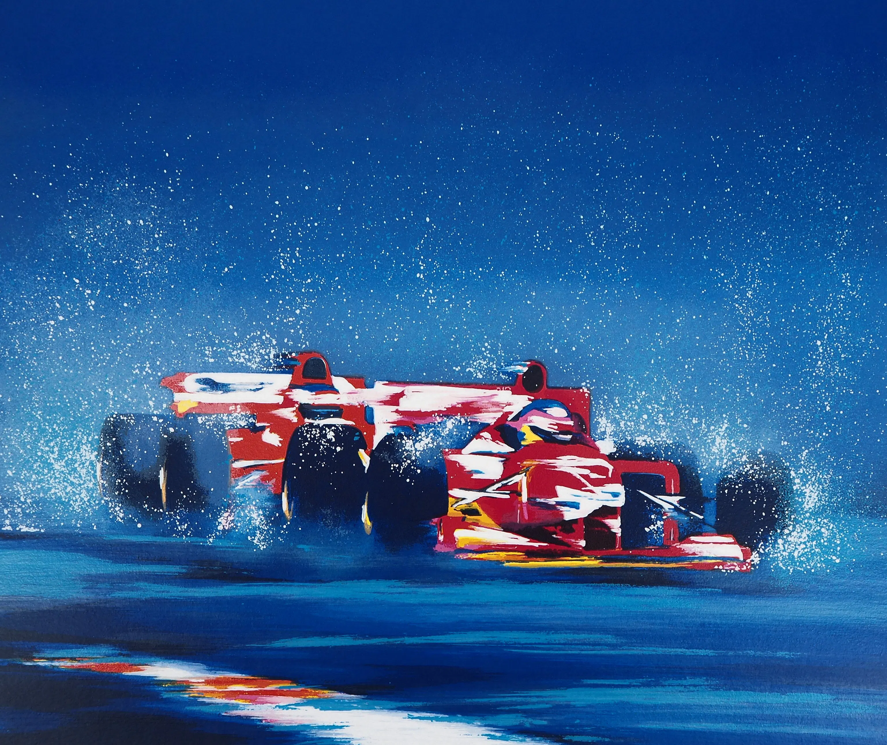Victor SPAHN : Formule 1 Duel de Ferrari - Sérigraphie originale signée
