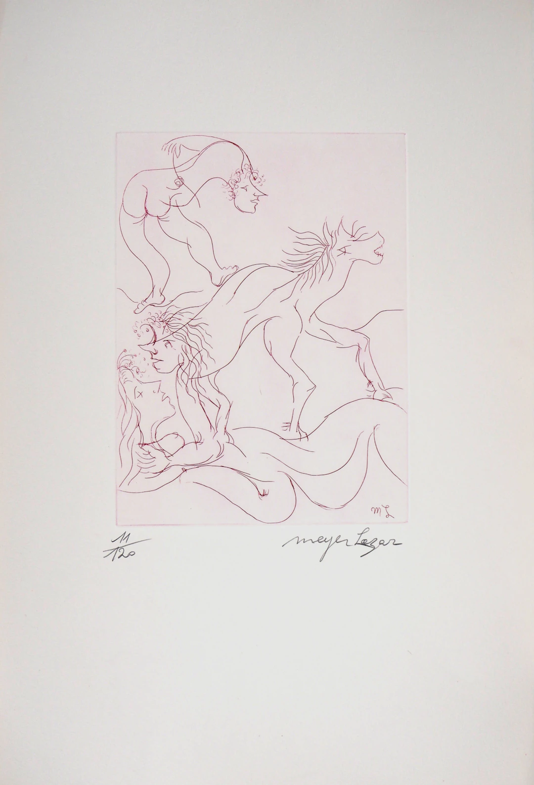 Meyer Lazar - Les acrobates amoureux, 1974 - Gravure originale signée