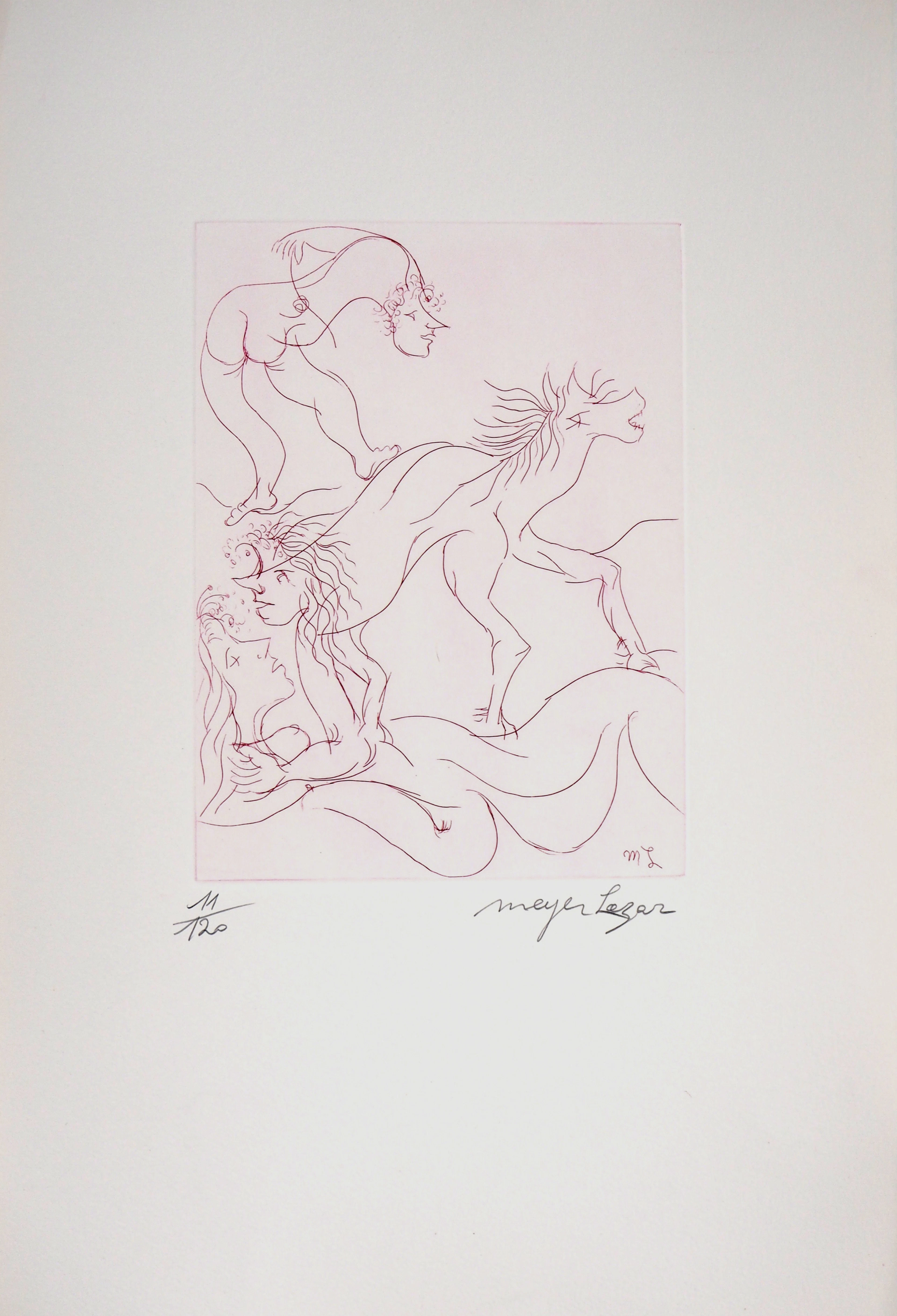 Meyer Lazar - Les acrobates amoureux, 1974 - Gravure originale signée