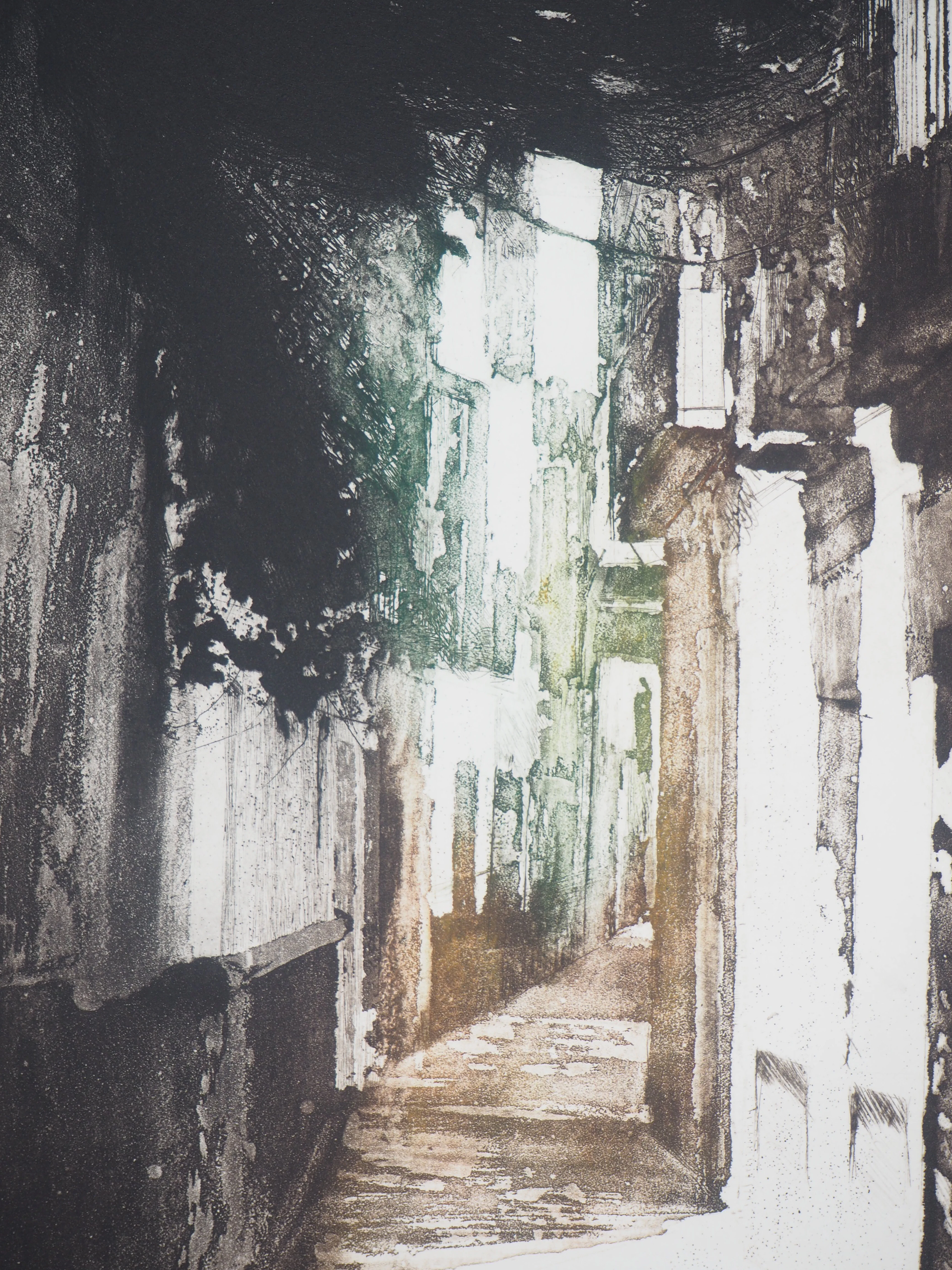 Bernard Martelet - Espagne, Rue de Séville - Gravure originale signée