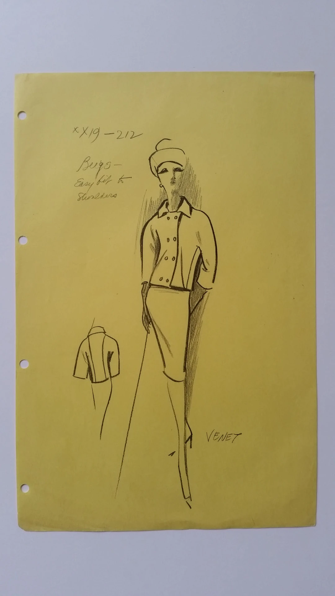 Philippe Venet - Croquis tailleur jupe
