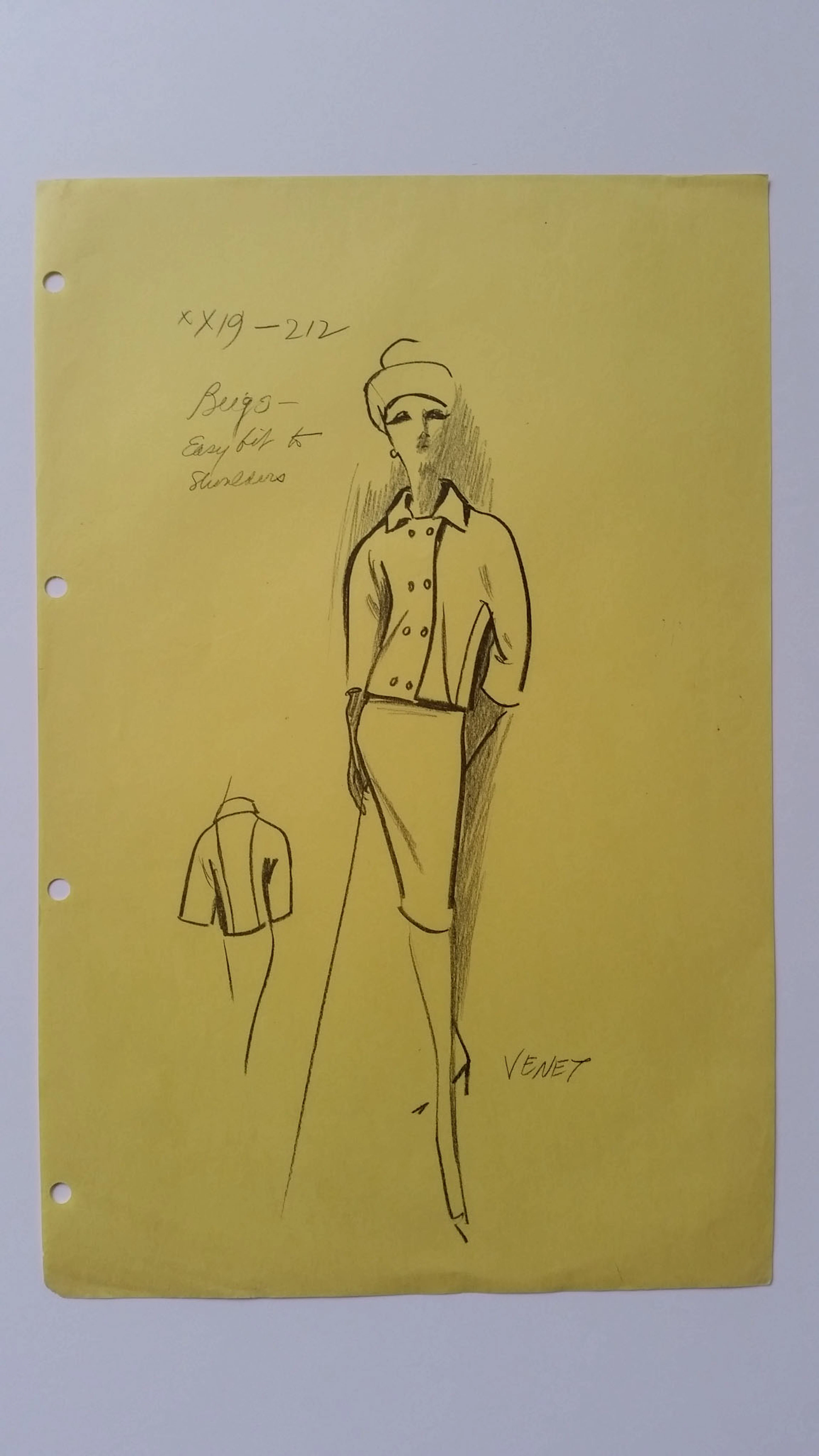 Philippe Venet - Croquis tailleur jupe