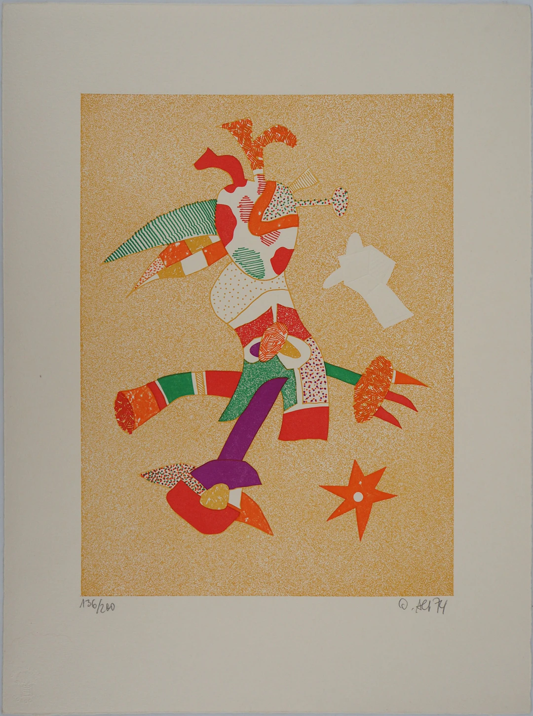 Otmar ALT - Personnage féerique, 1974 - Zincographie originale, Signée
