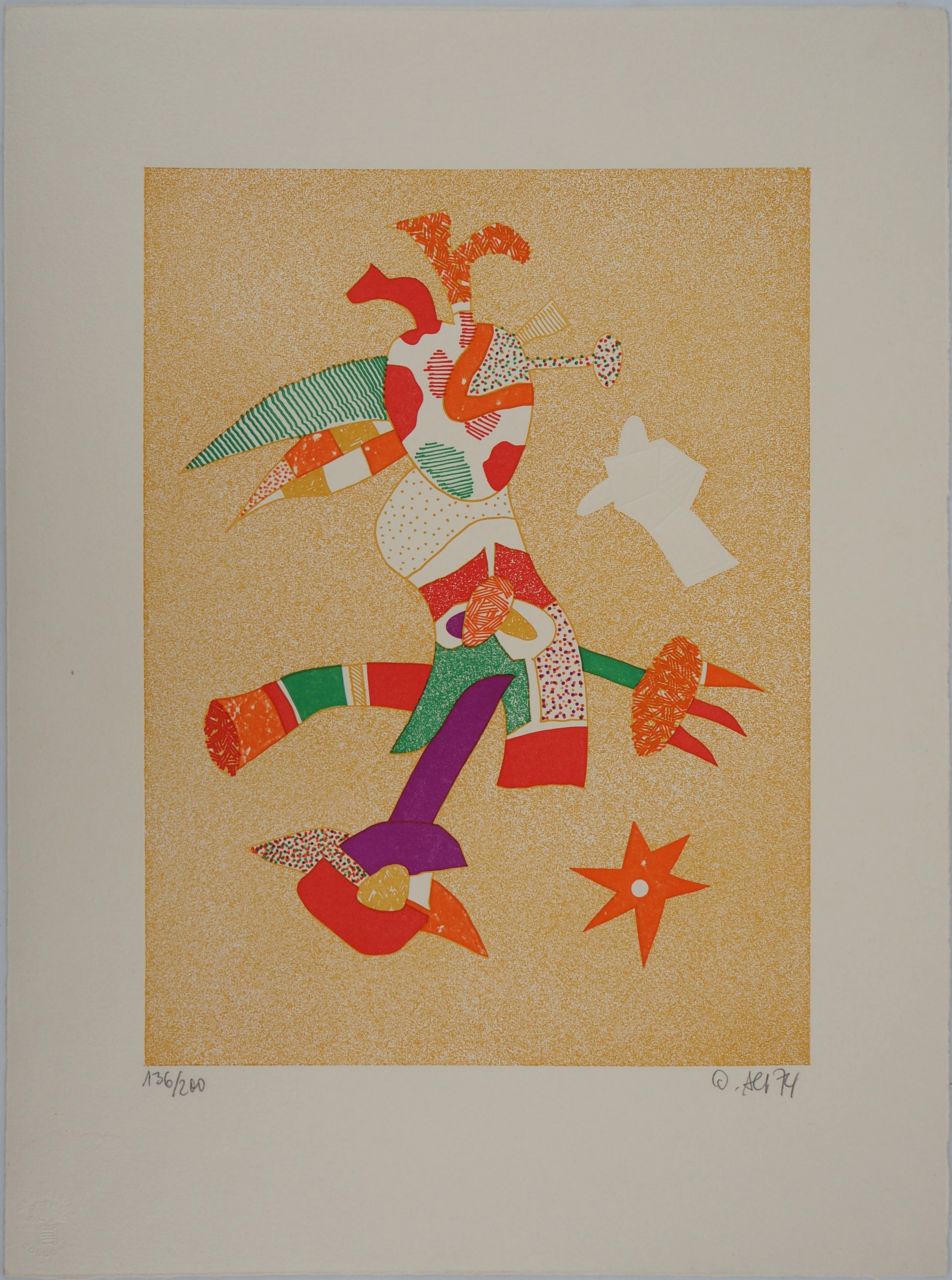 Otmar ALT - Personnage féerique, 1974 - Zincographie originale, Signée