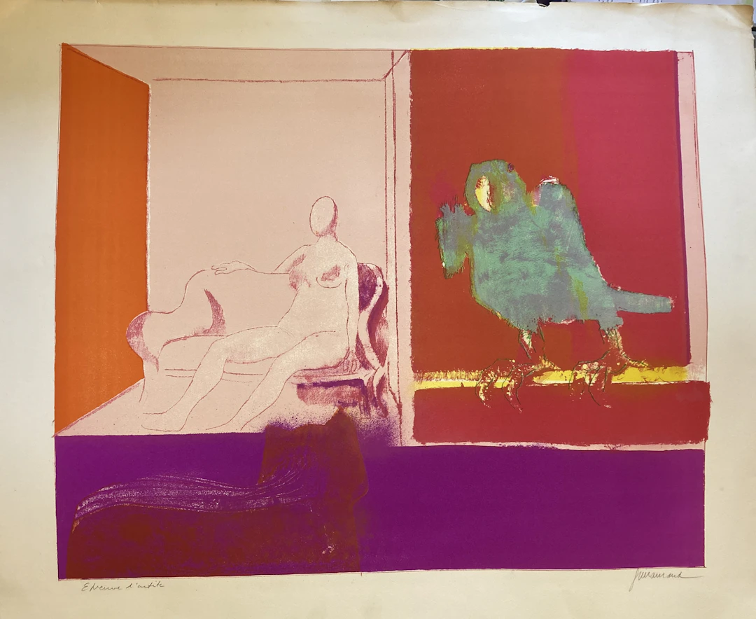 Paul GUIRAMAND - Le divan, lithographie originale signée