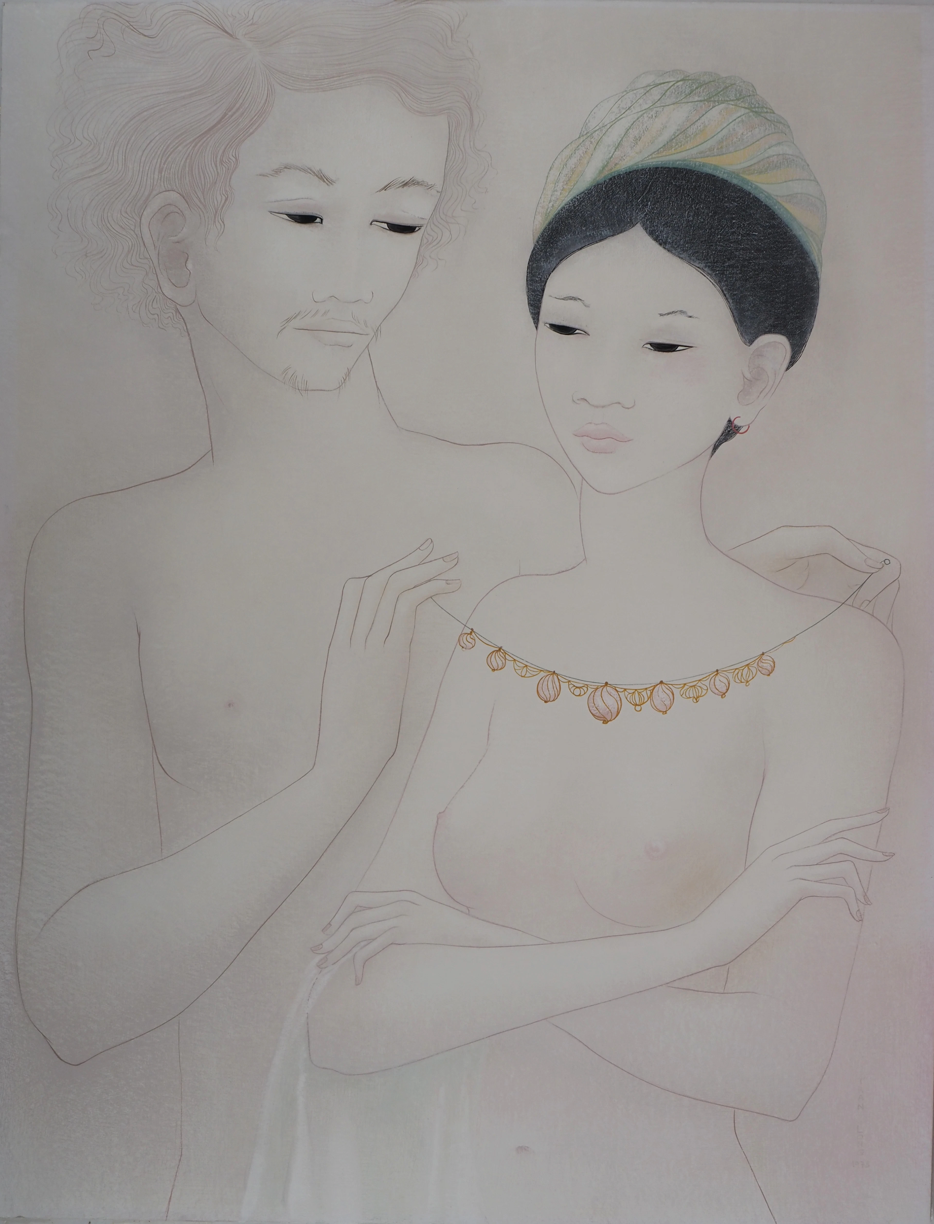 Mara TRAN LONG - Le cadeau - Huile et gouache sur panneau, Signée