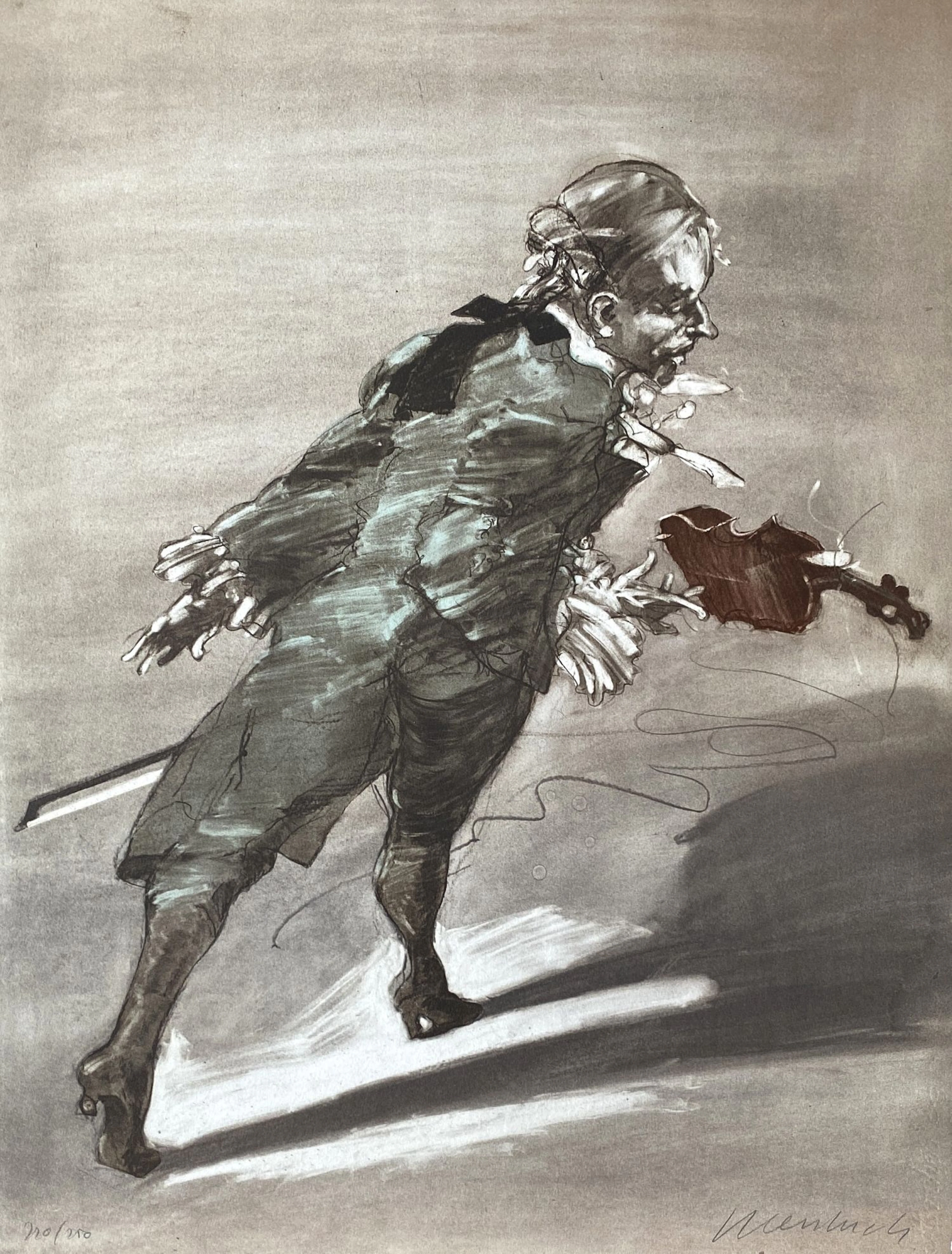 Claude Weisbuch - Le violoniste - Lithographie originale signée au