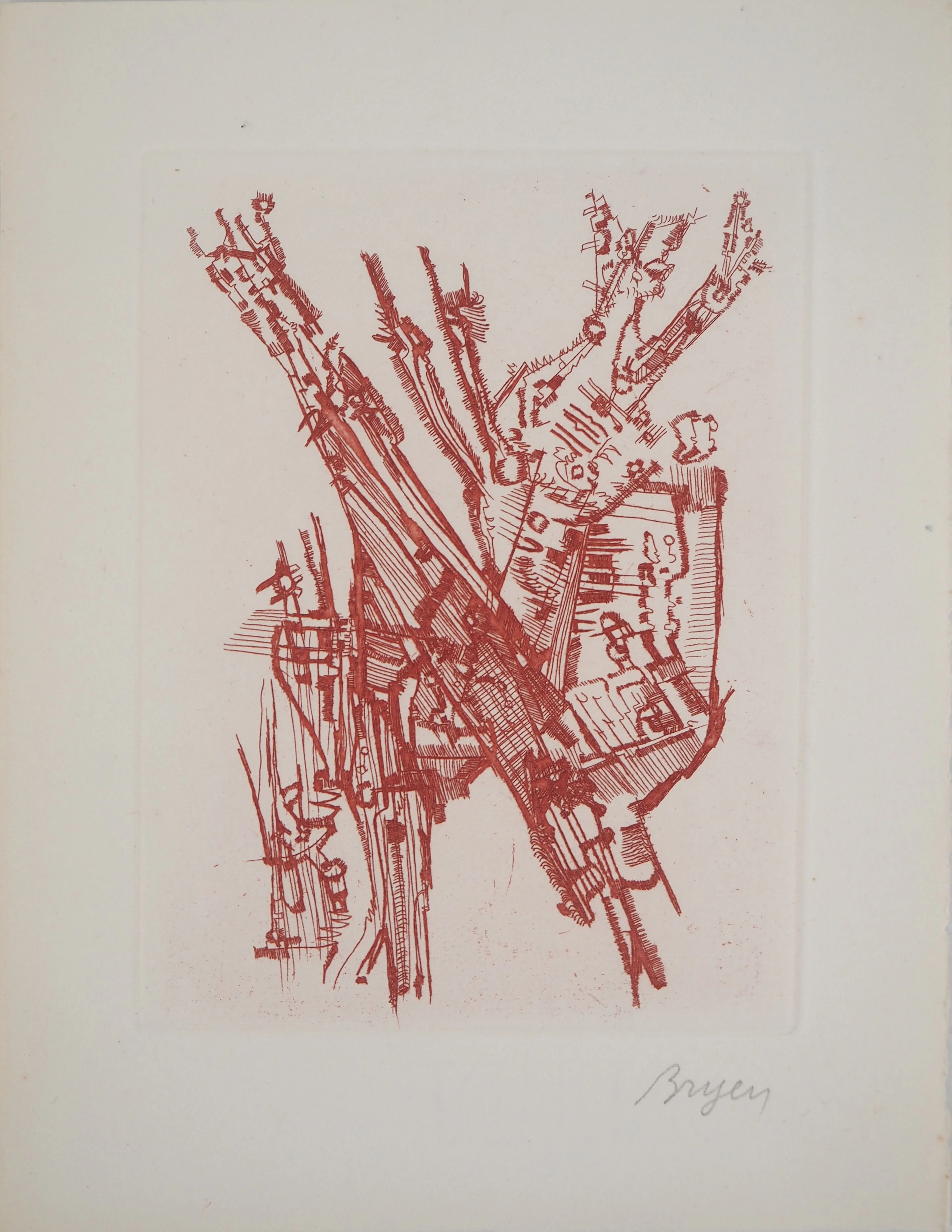 Camille BRYEN - Paysage abstrait, 1956 - Gravure originale signée