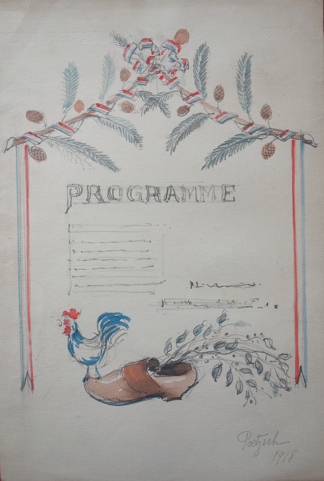 Gustave POETZSCH : Programme - Aquarelle originale signée