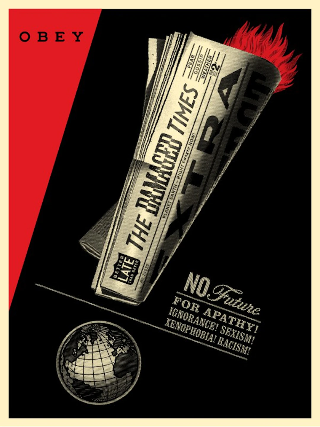 Shepard FAIREY (Obey) - Damaged Times, 2017, Sérigraphie signée et numérotée