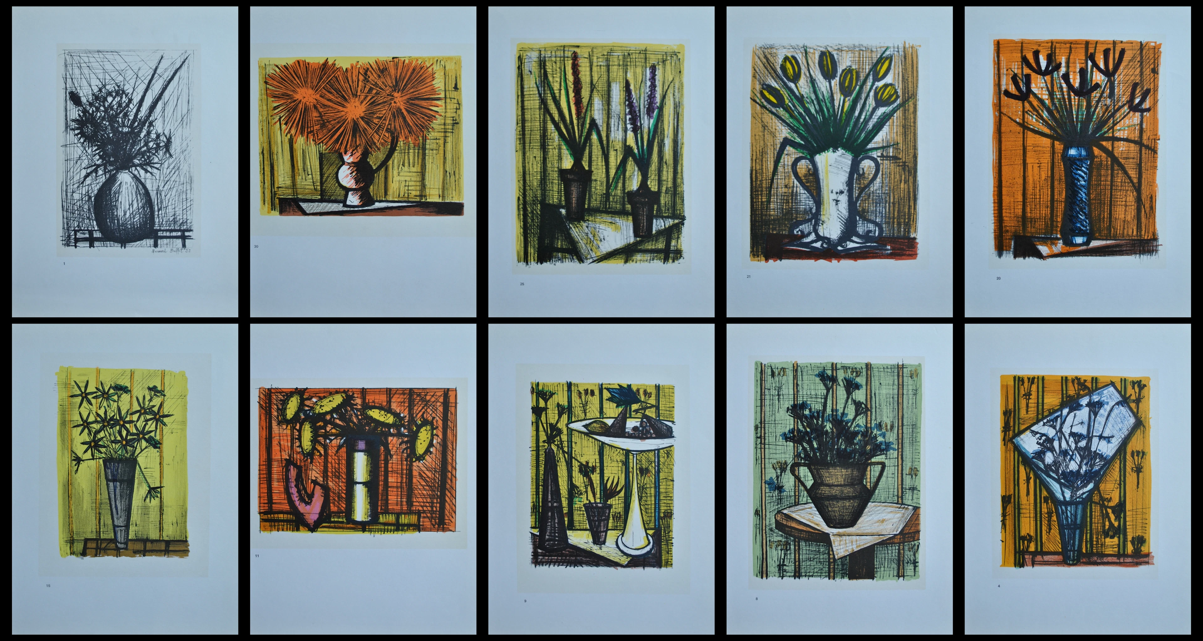 Bernard BUFFET : Les Fleurs, 1967, 10 lithographies, Mourlot