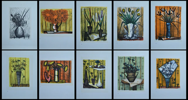 Bernard BUFFET : Les Fleurs, 1967, 10 lithographies, Mourlot
