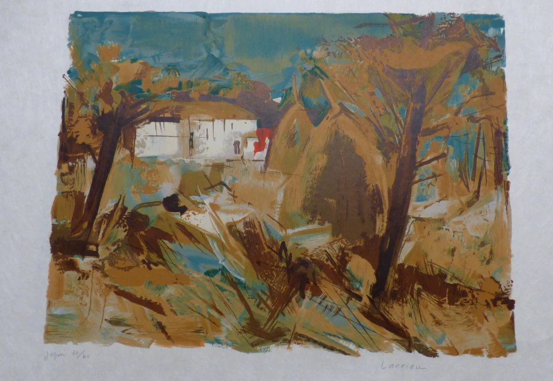 Gaston LARRIEU - Maison dans la forêt 2, 1970 - Lithographie originale signée