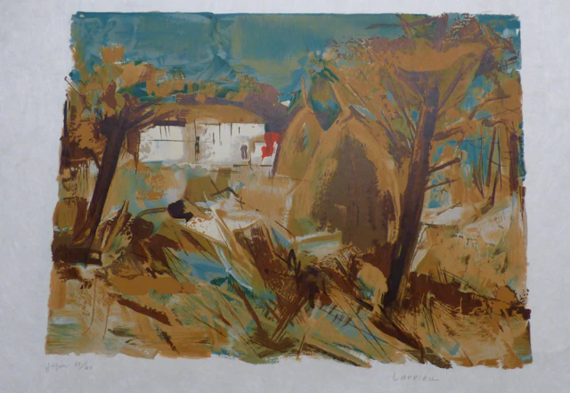 Gaston LARRIEU - Maison dans la forêt 2, 1970 - Lithographie originale signée