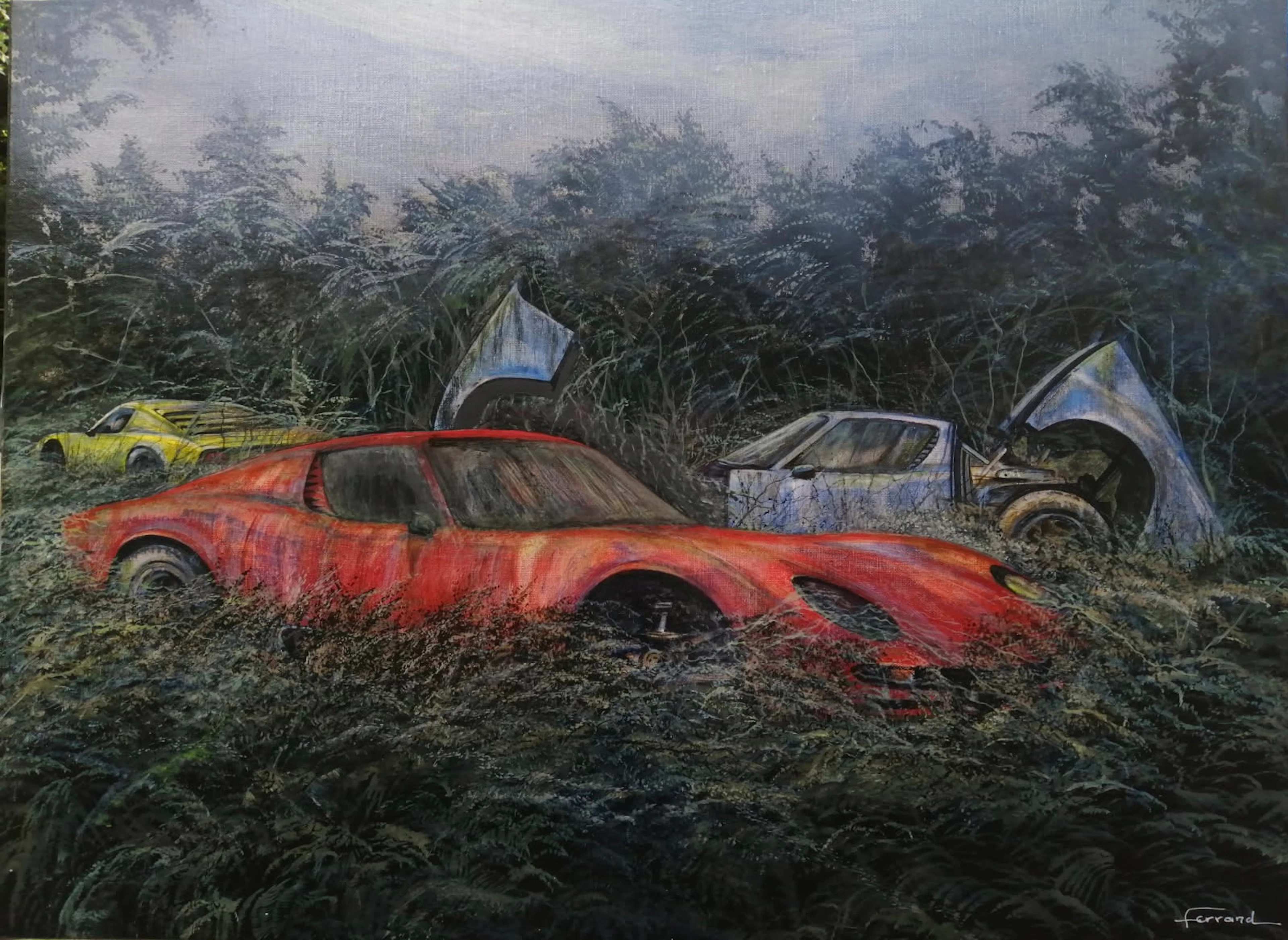 André Ferrand . Les 3 reines déchues . huile sur toile/chassis. 2015