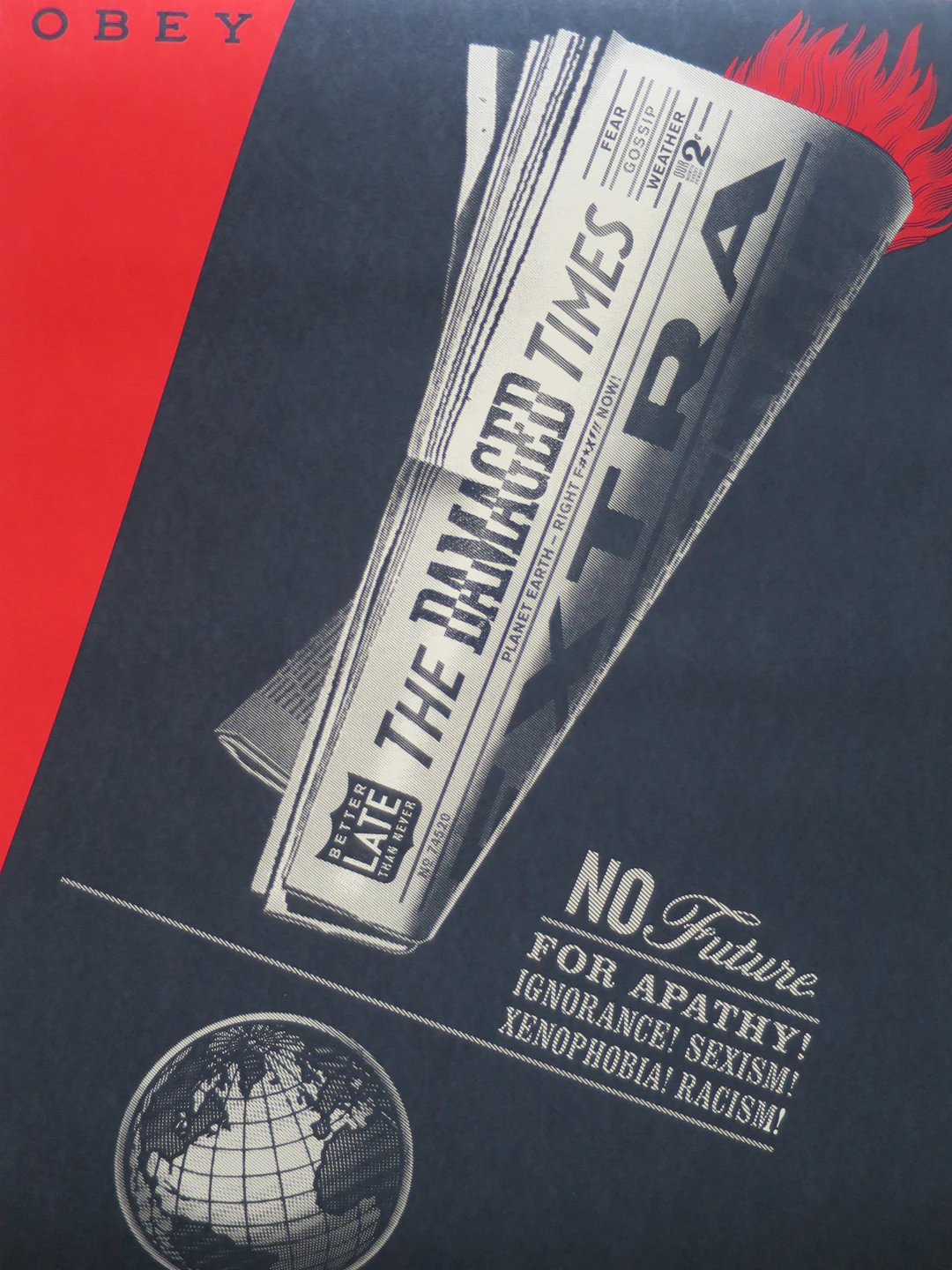 Shepard FAIREY (Obey) - Damaged Times - Sérigraphie signée au crayon