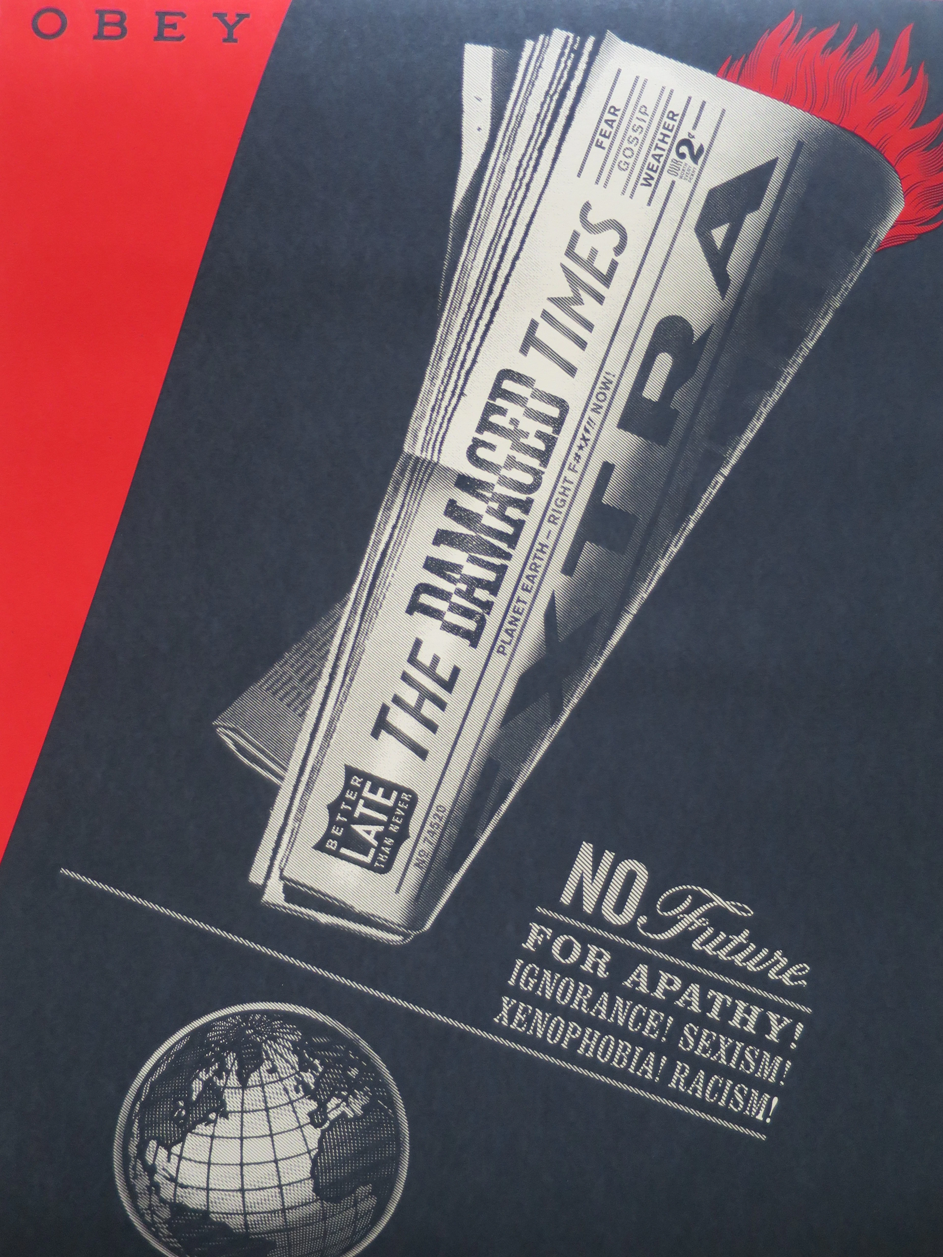 Shepard FAIREY (Obey) - Damaged Times - Sérigraphie signée au crayon