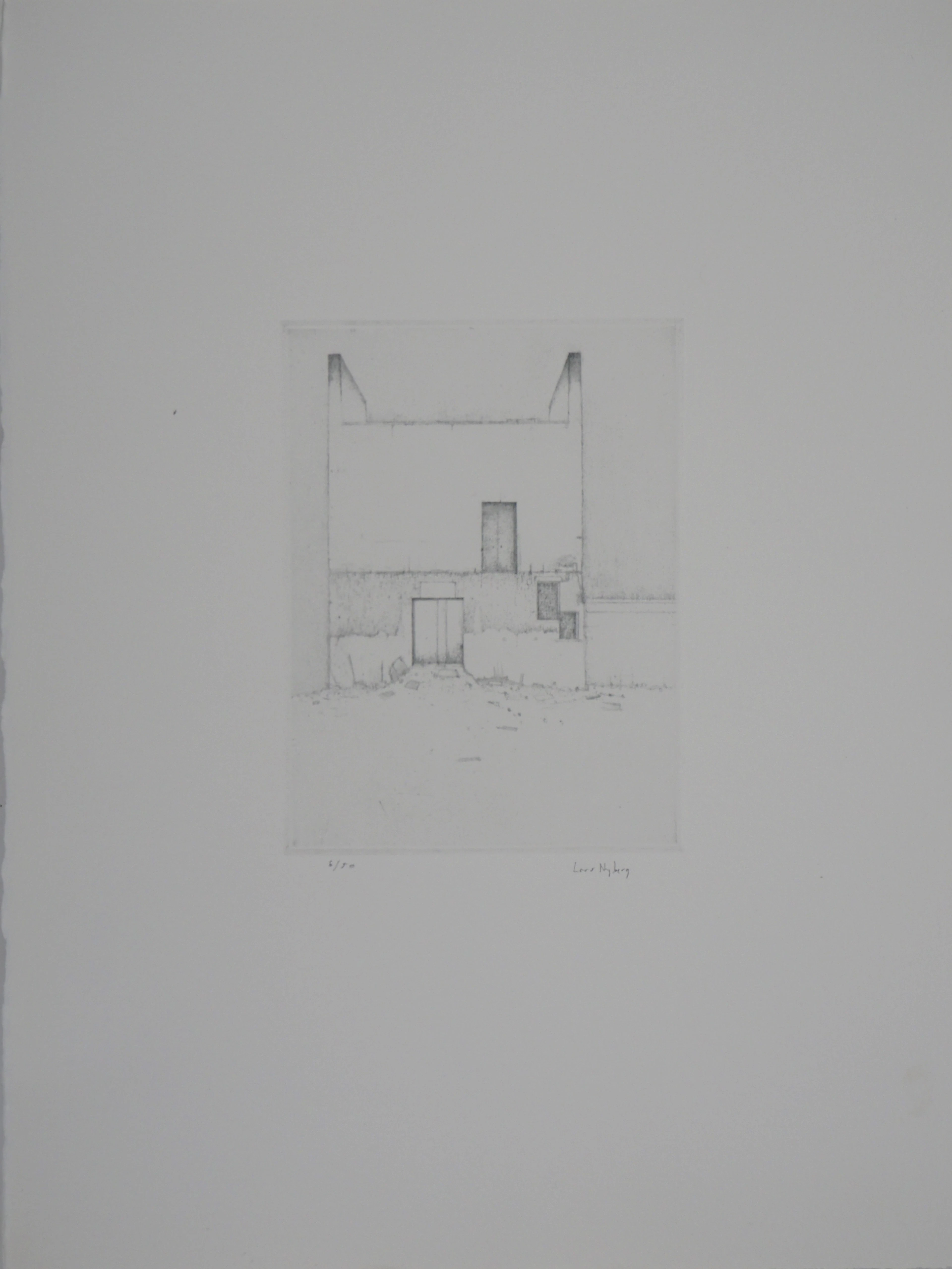 Lars Nyberg - Maison blanche - Gravure originale signée