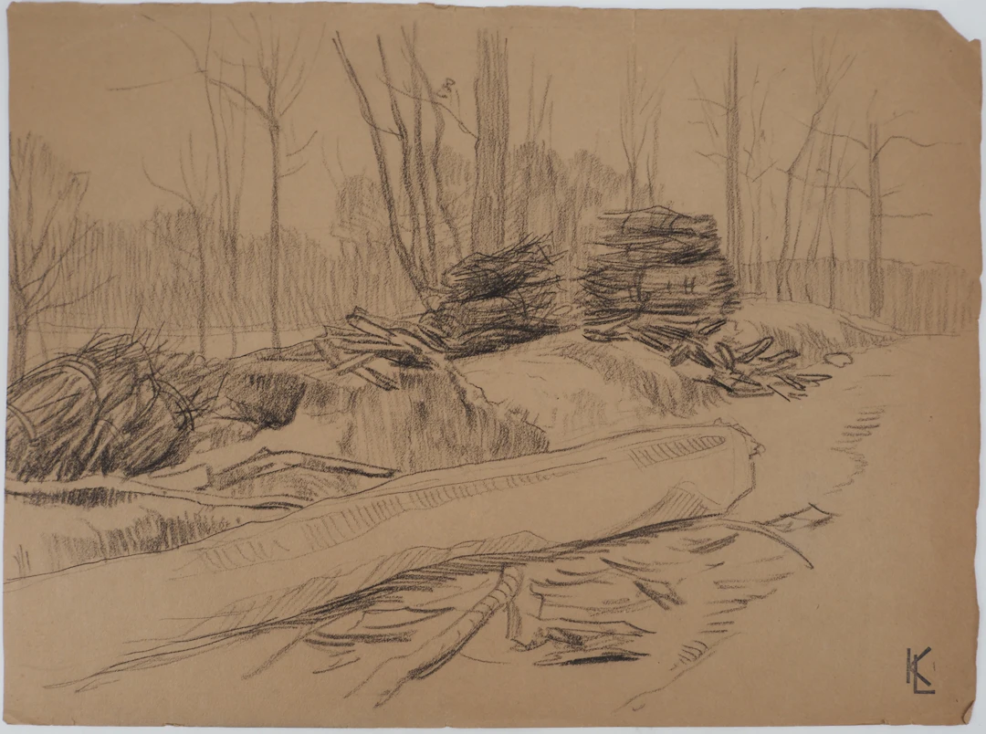 Léopold Franz KOWALSKI: Paysage, dessin original