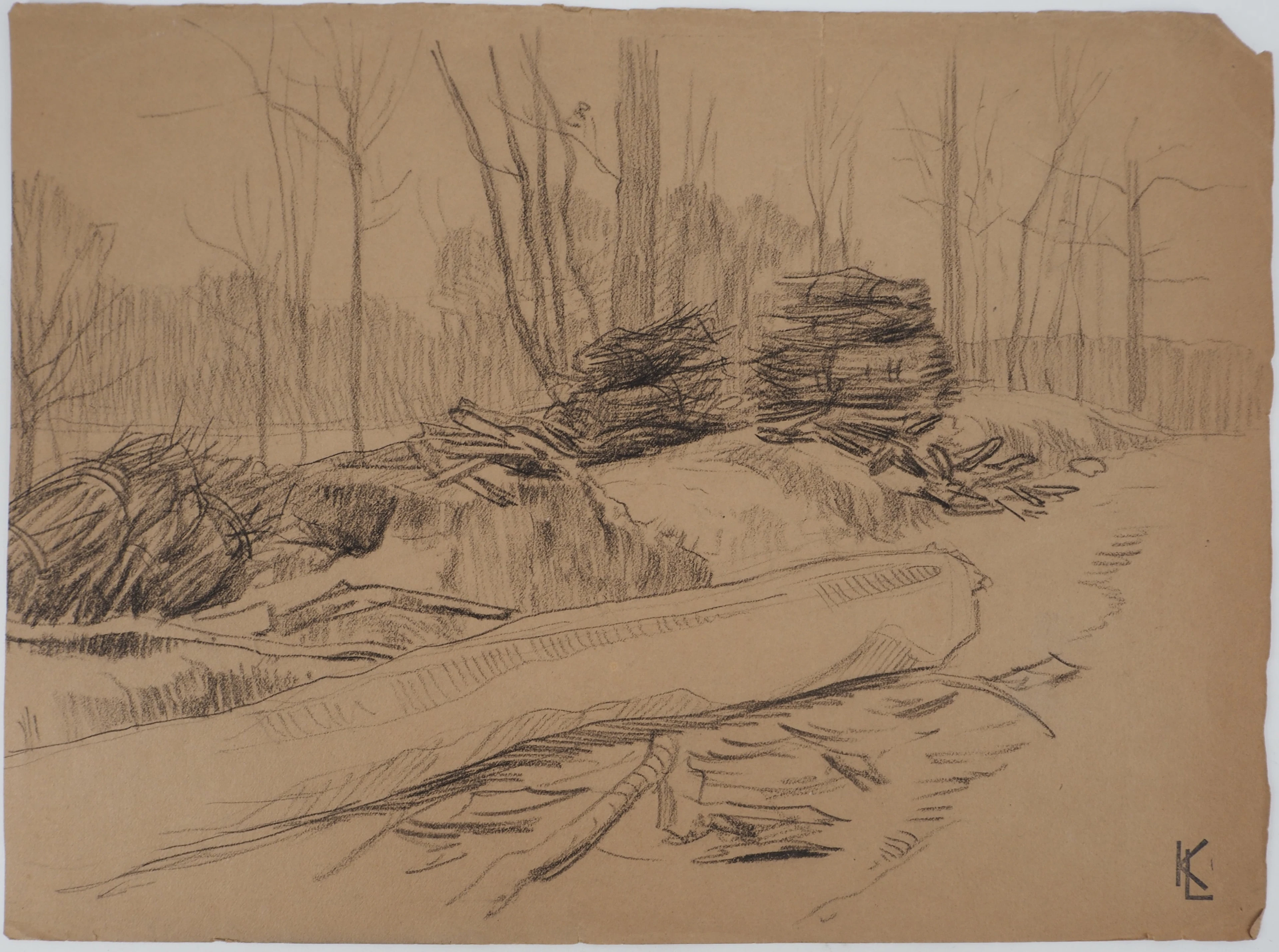 Léopold Franz KOWALSKI: Paysage, dessin original
