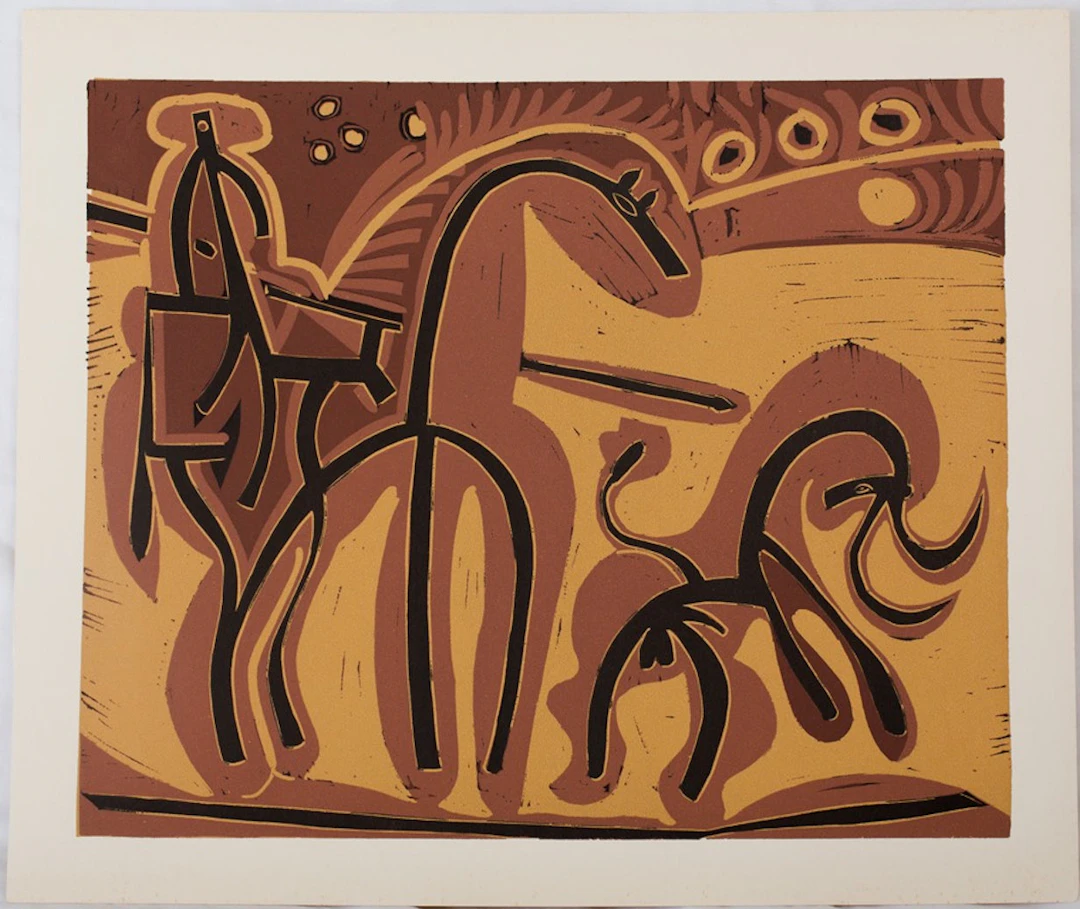 Pablo PICASSO : Picador et Taureau, Linogravure
