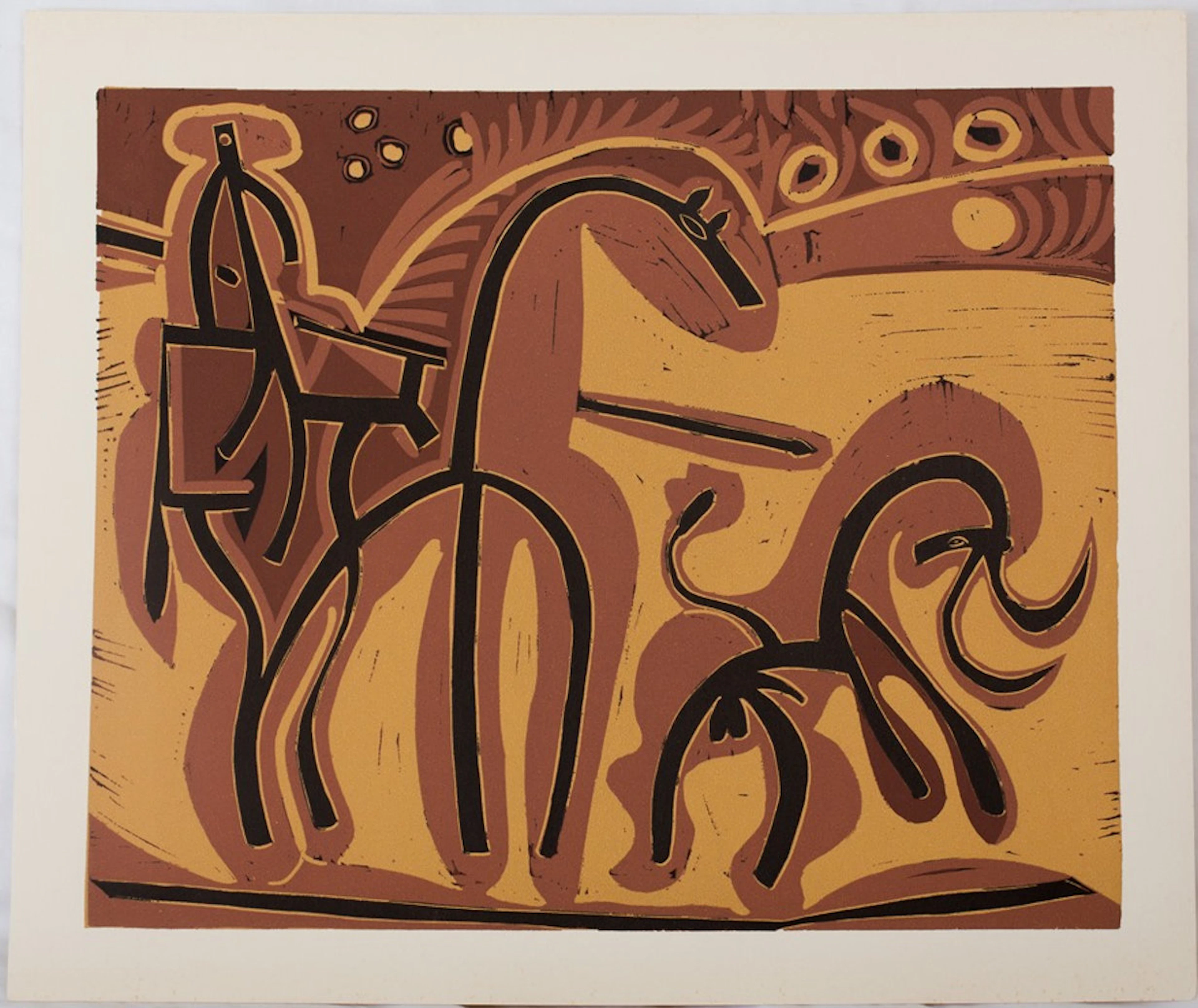 Pablo PICASSO : Picador et Taureau, Linogravure