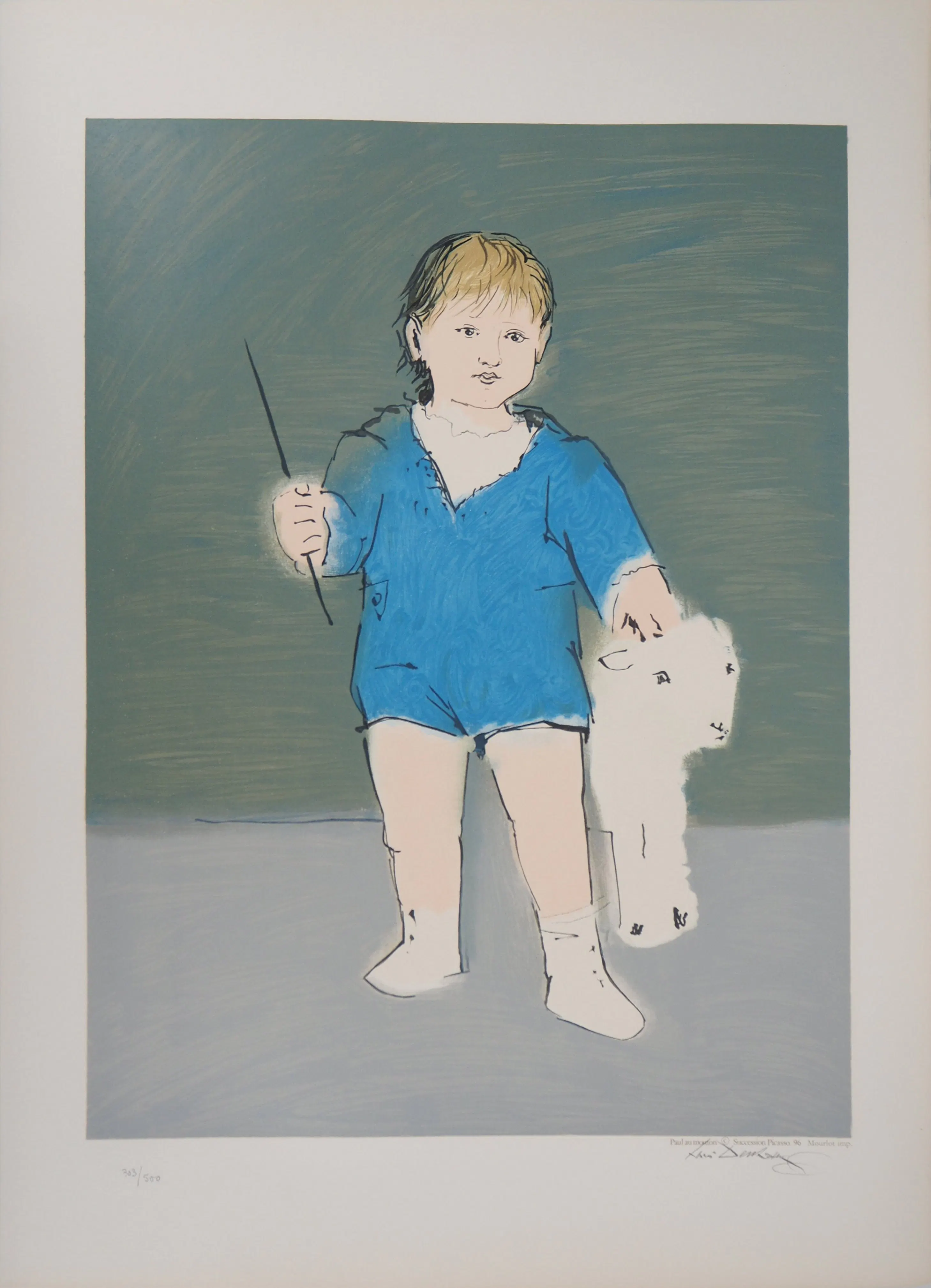 Pablo PICASSO : Enfant et agneau (Petit Paul Picasso) - Lithographie