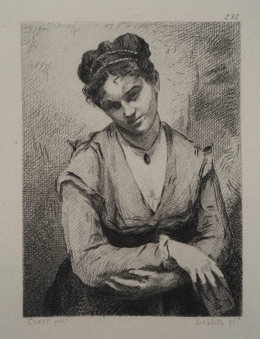 JB Camille COROT (d’après), La bouderie - Gravure, Signée #Durand Ruel - 1873