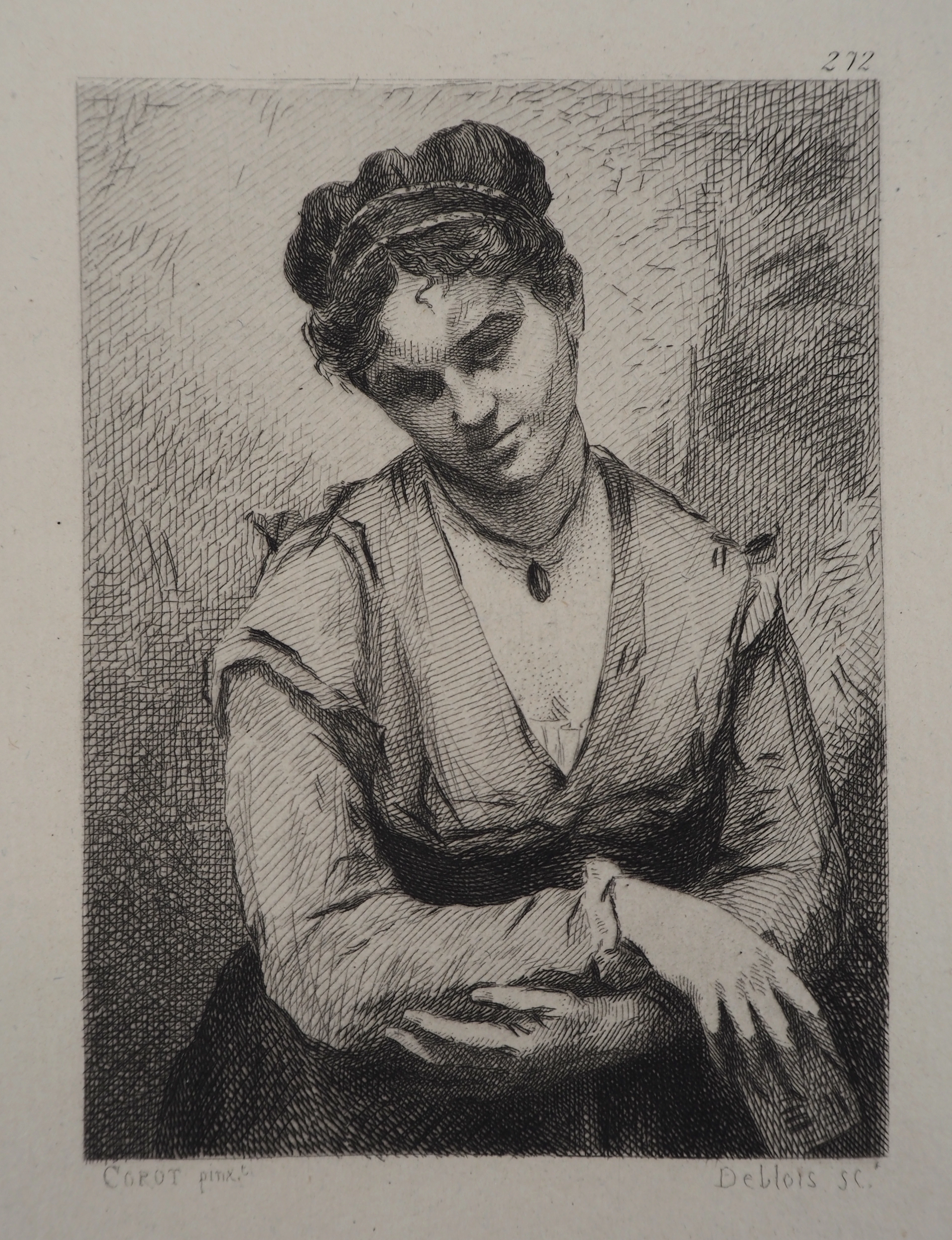 JB Camille COROT (d’après), La bouderie - Gravure, Signée #Durand Ruel - 1873
