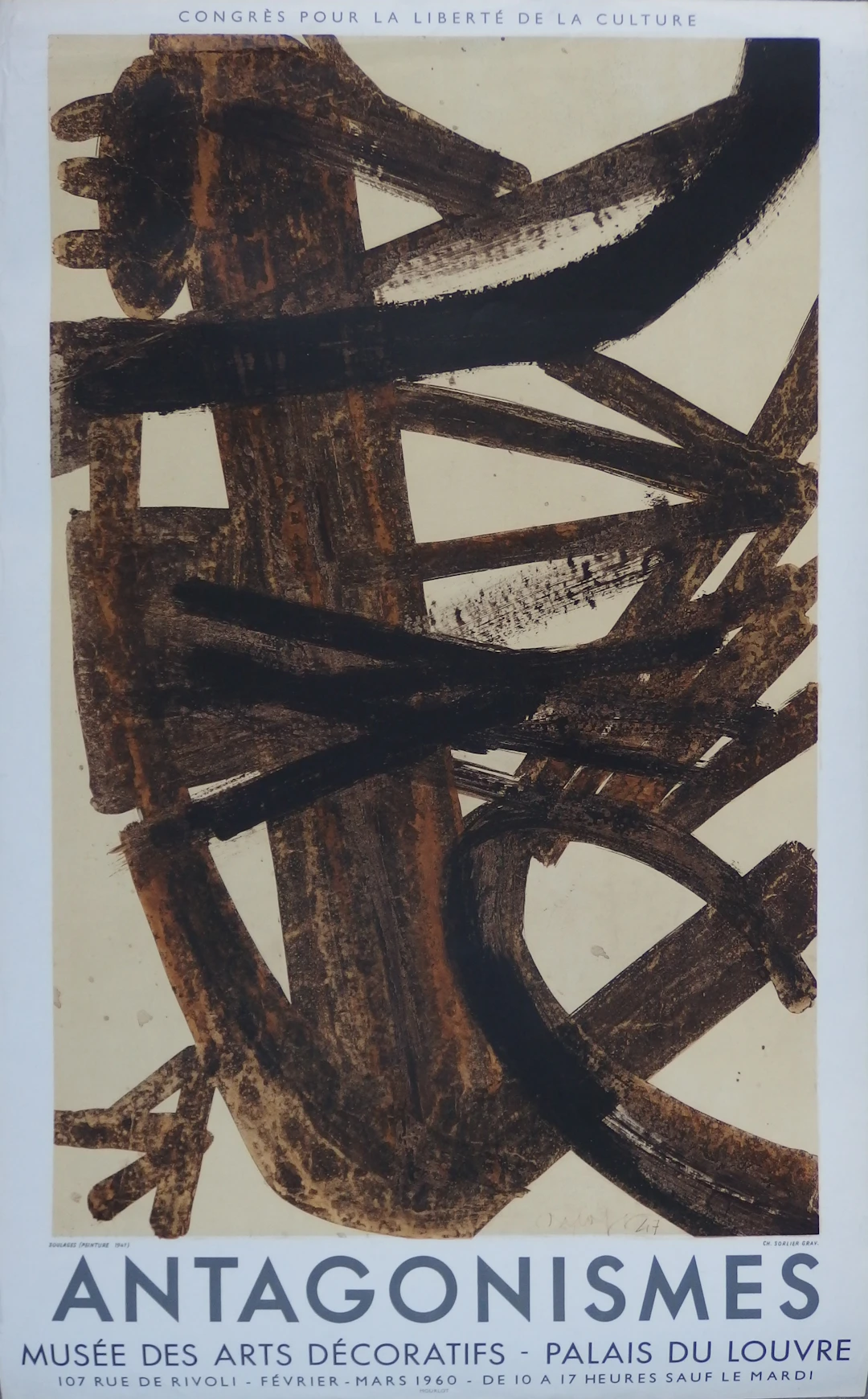 Pierre SOULAGES : Antagonismes, Lithographie Signée - Mourlot 1960