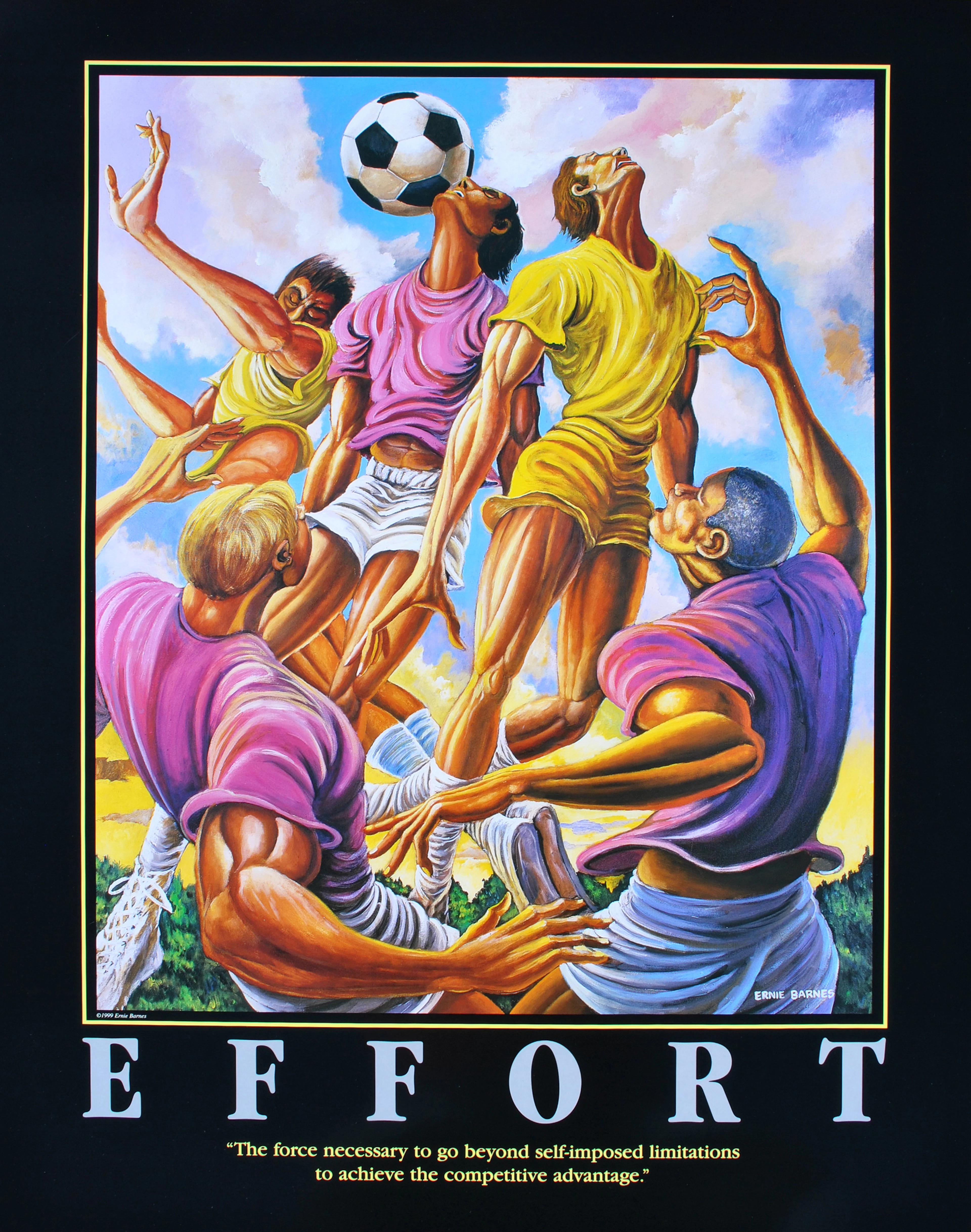 Ernie BARNES : Football (Effort), SERIGRAPHIE signée, 1999