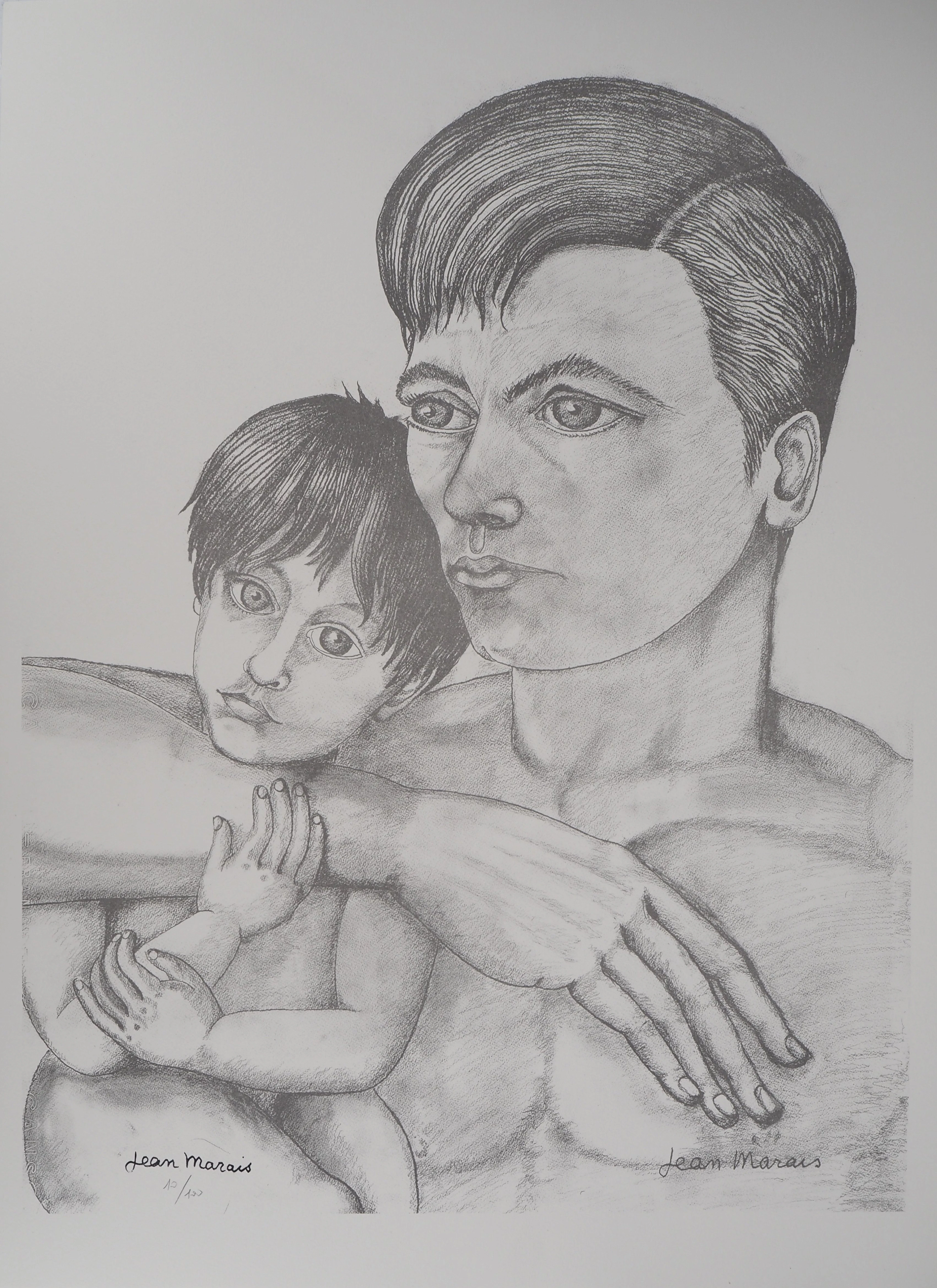 Jean MARAIS - La Paternité : père et fils - Lithographie signée