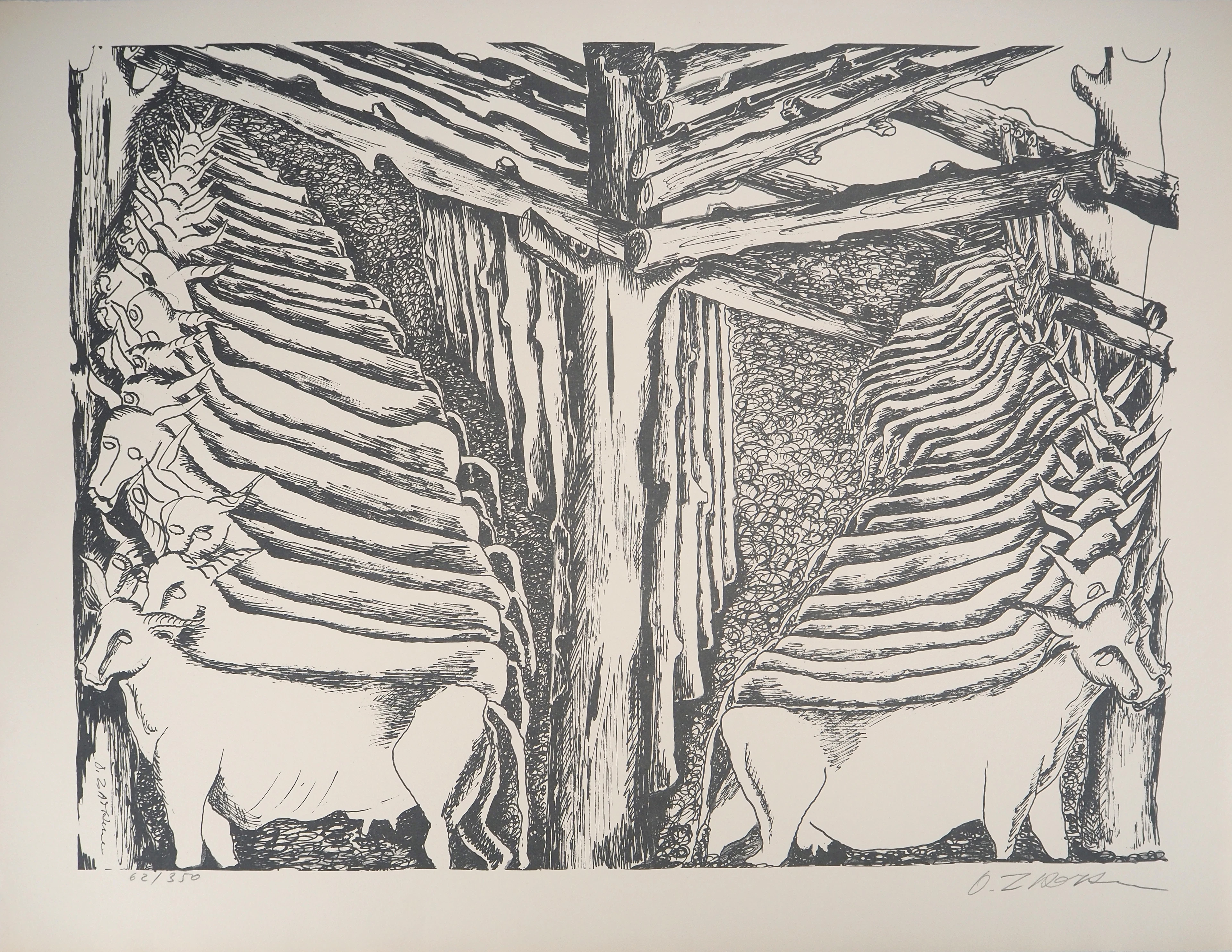 Ossip ZADKINE : Mythologie : Hercule et les écuries d’Augias- Lithographie