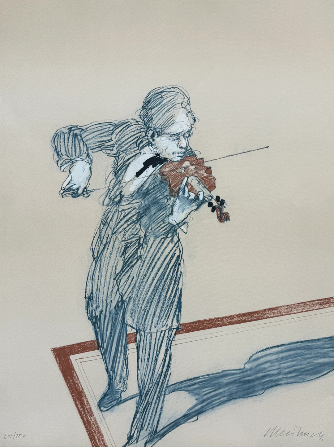 Claude WEISBUCH - Le musicien, 1991 - Gravure originale signée au