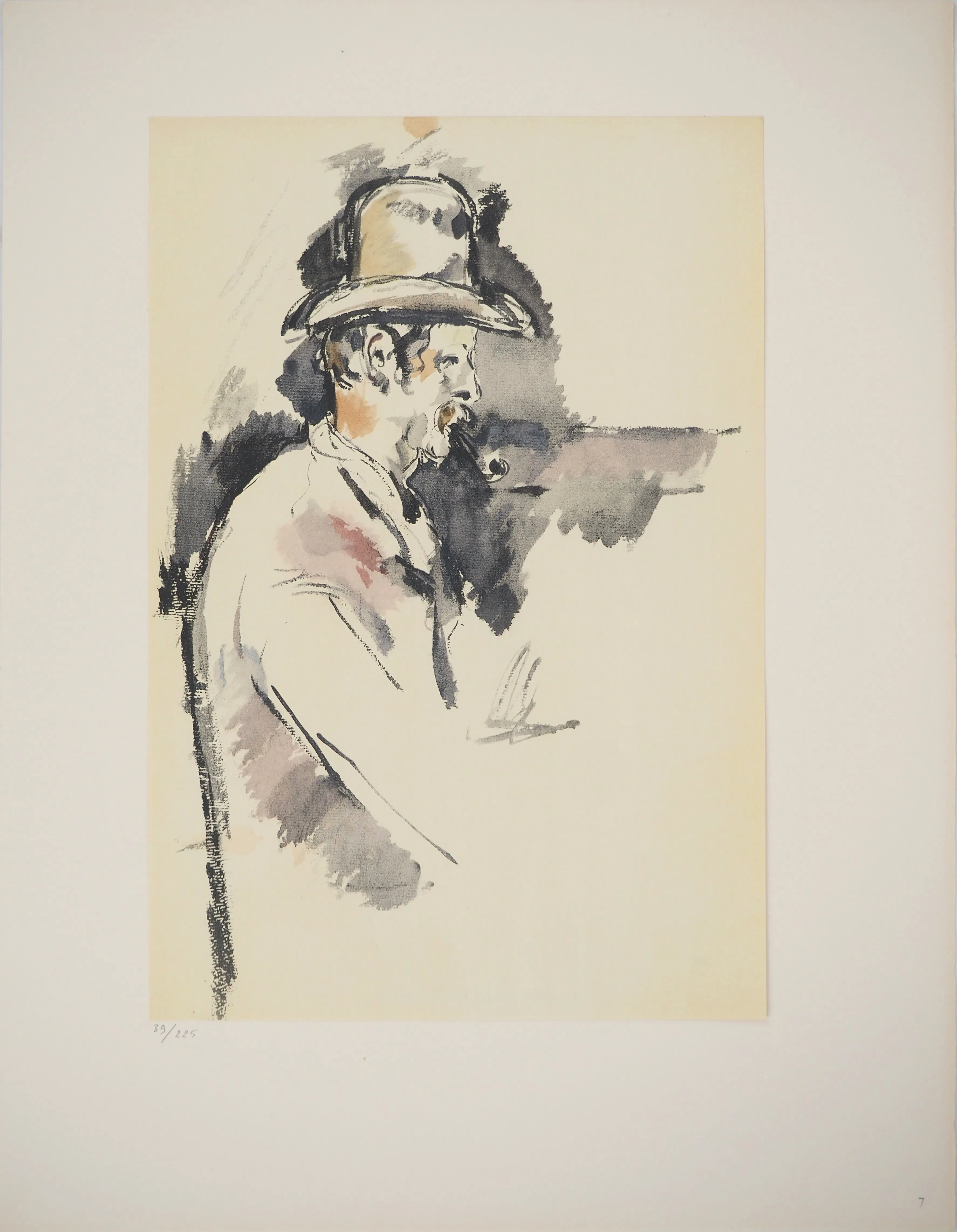 Paul CEZANNE : Etude pour un joueur de carte, Lithographie et pochoir