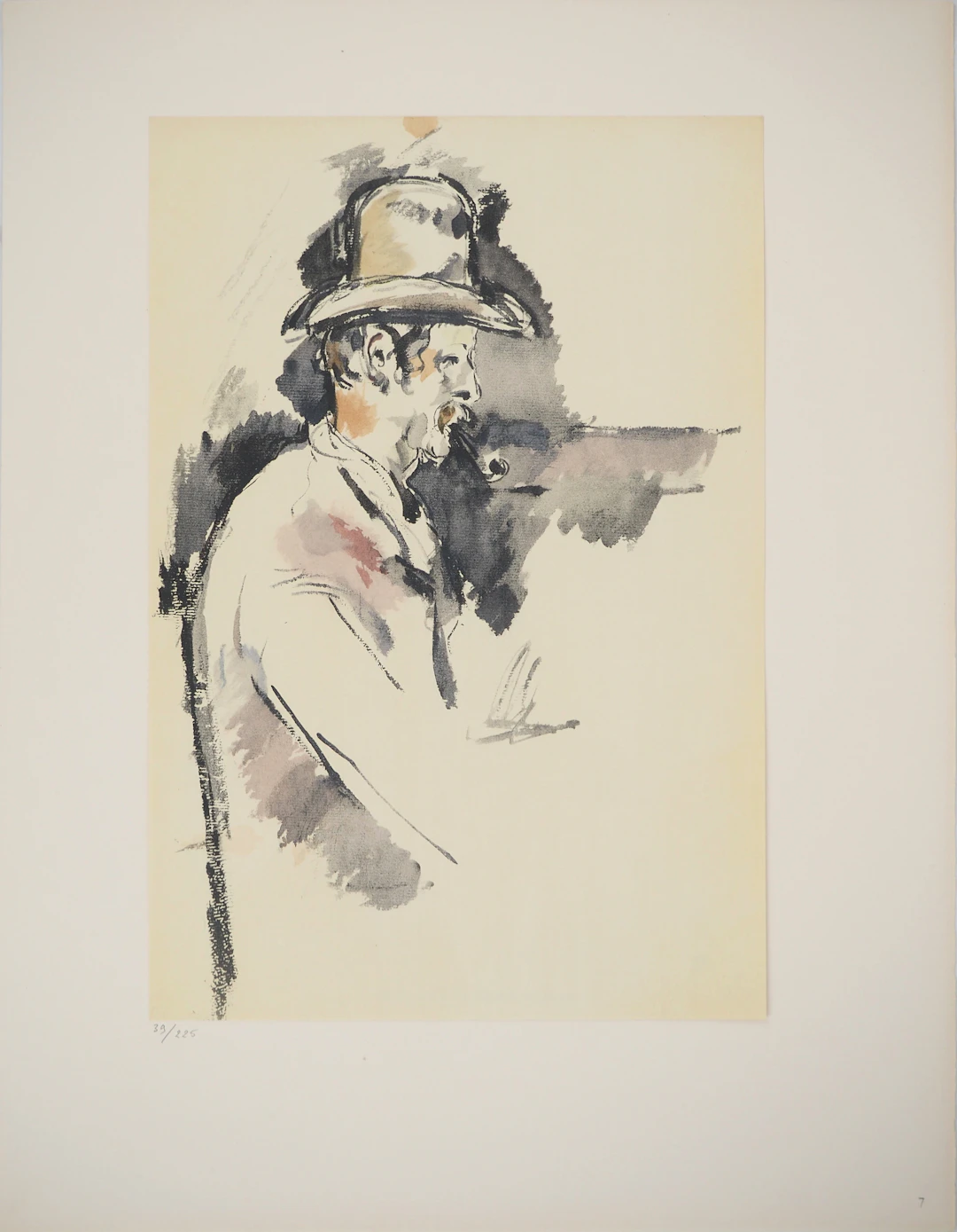 Paul CEZANNE : Etude pour un joueur de carte, Lithographie et pochoir