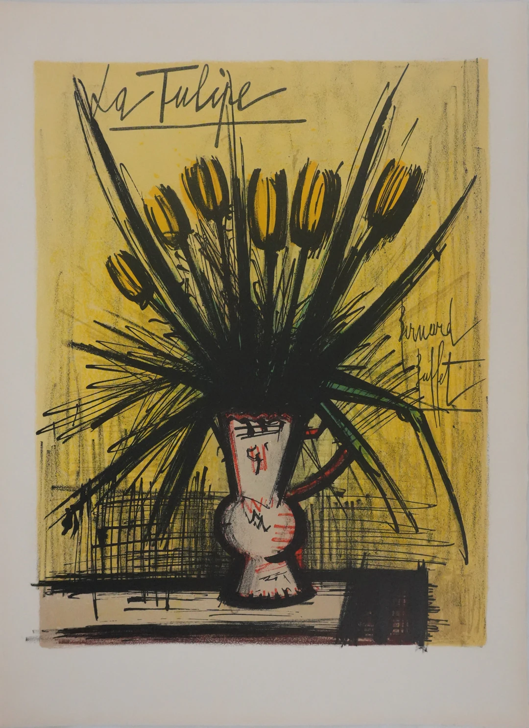 Bernard BUFFET : La tulipe, Lithographie originale signée