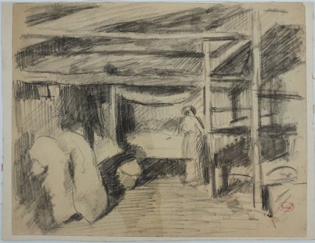 Maximilien LUCE : L’auberge, Dessin originale signée