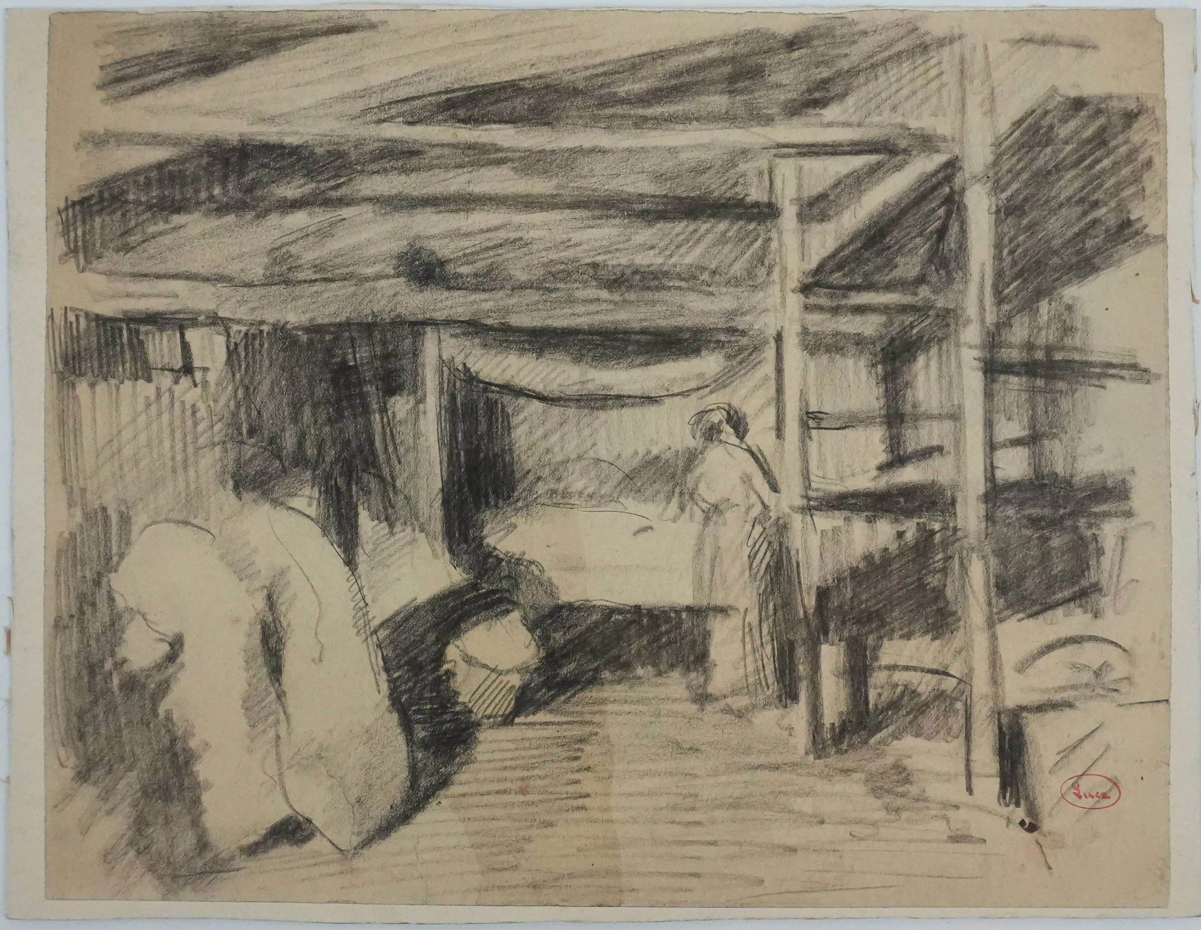 Maximilien LUCE : L’auberge, Dessin originale signée